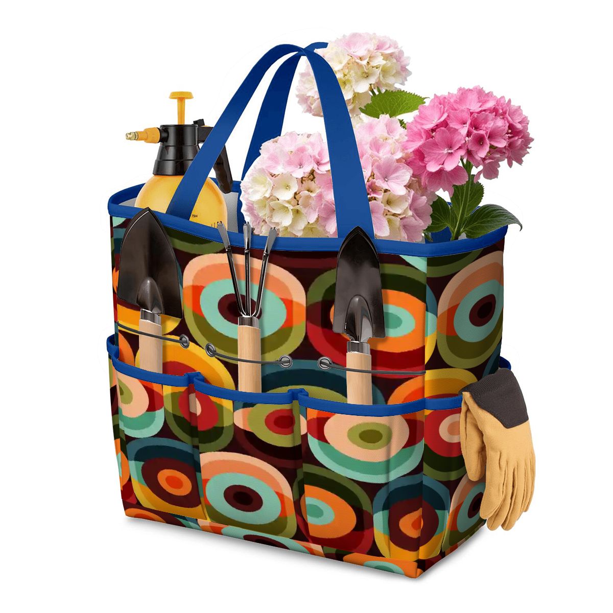 Kate McEnroe New York Retro Groovy 70s Orb Earth Tones Garden Tool BagGarden Tool BagAnp8Gw6qLx