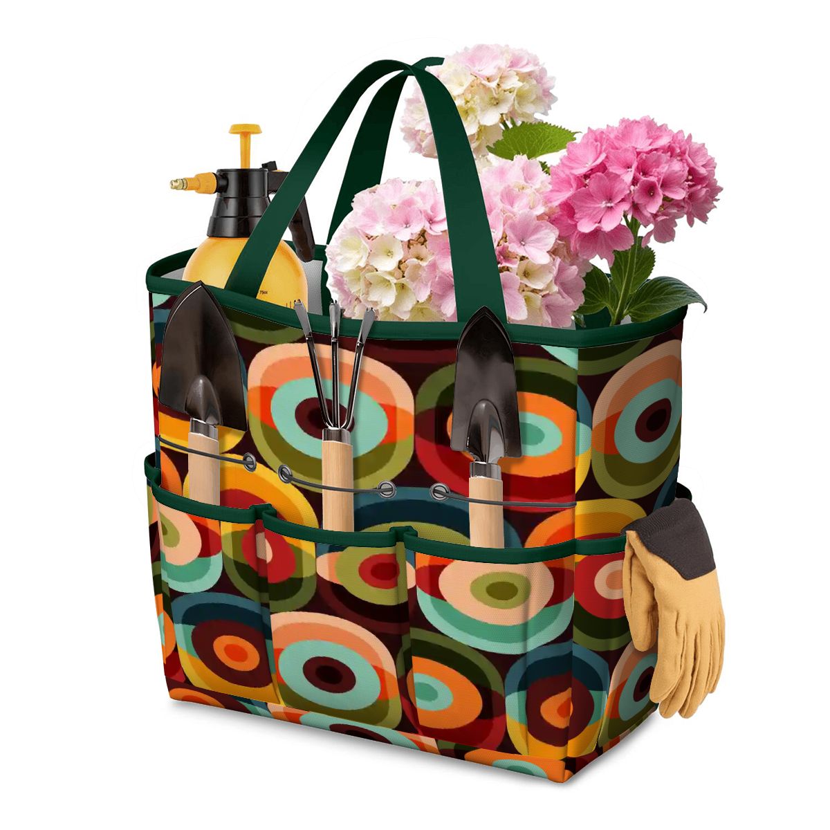 Kate McEnroe New York Retro Groovy 70s Orb Earth Tones Garden Tool BagGarden Tool BageaDobbteHg