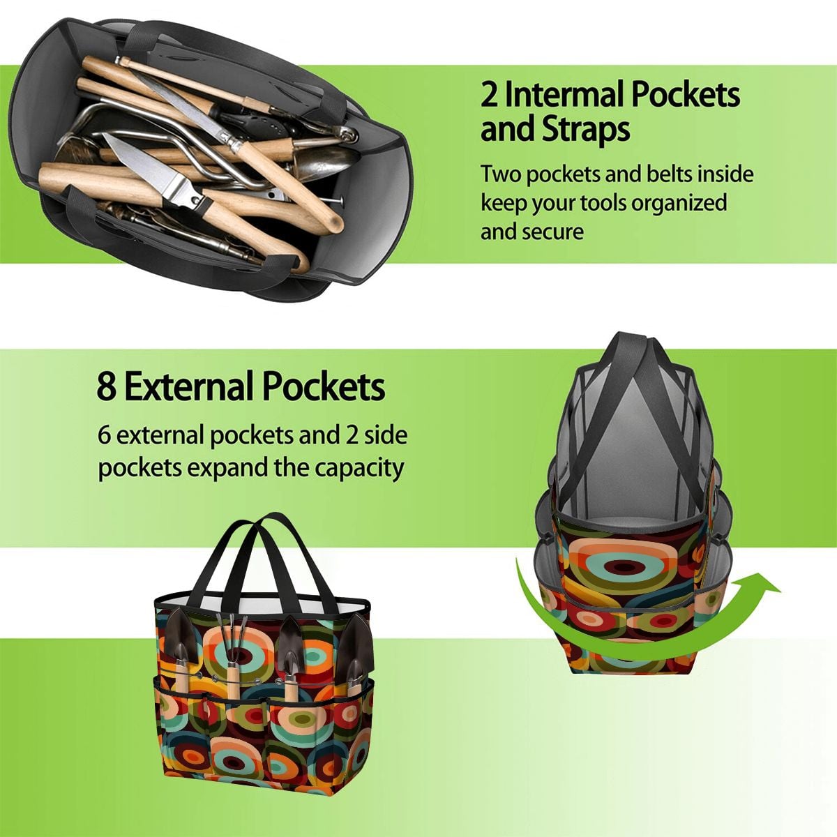 Kate McEnroe New York Retro Groovy 70s Orb Earth Tones Garden Tool BagGarden Tool BagMCOpxPszj6