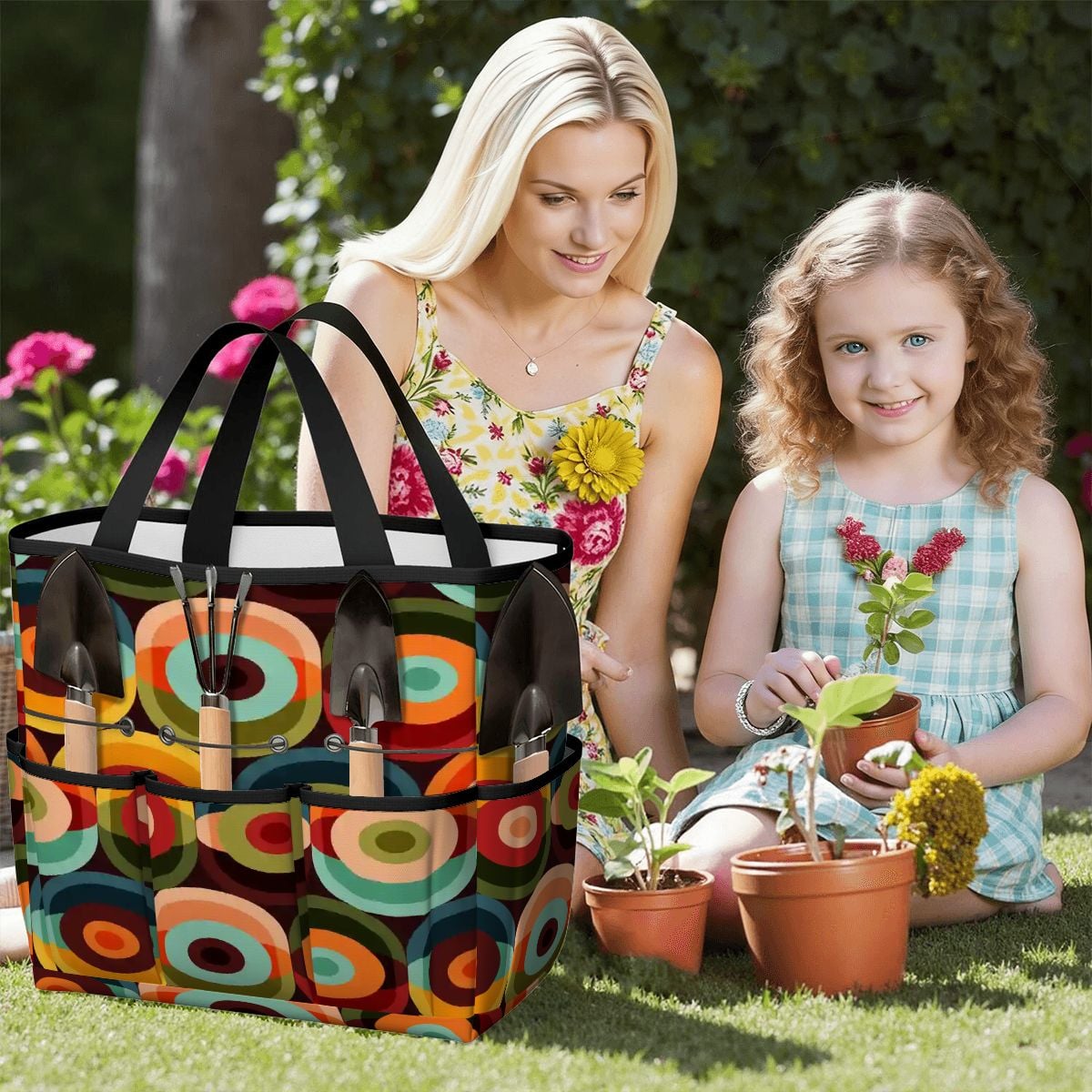 Kate McEnroe New York Retro Groovy 70s Orb Earth Tones Garden Tool BagGarden Tool BagMCOpxPszj6