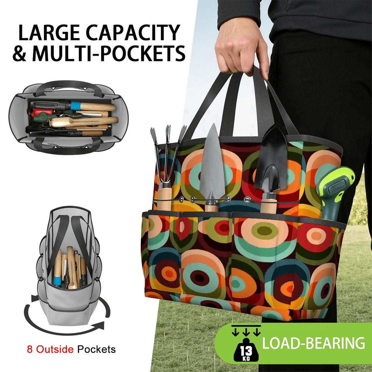 Kate McEnroe New York Retro Groovy 70s Orb Earth Tones Garden Tool BagGarden Tool BagMCOpxPszj6