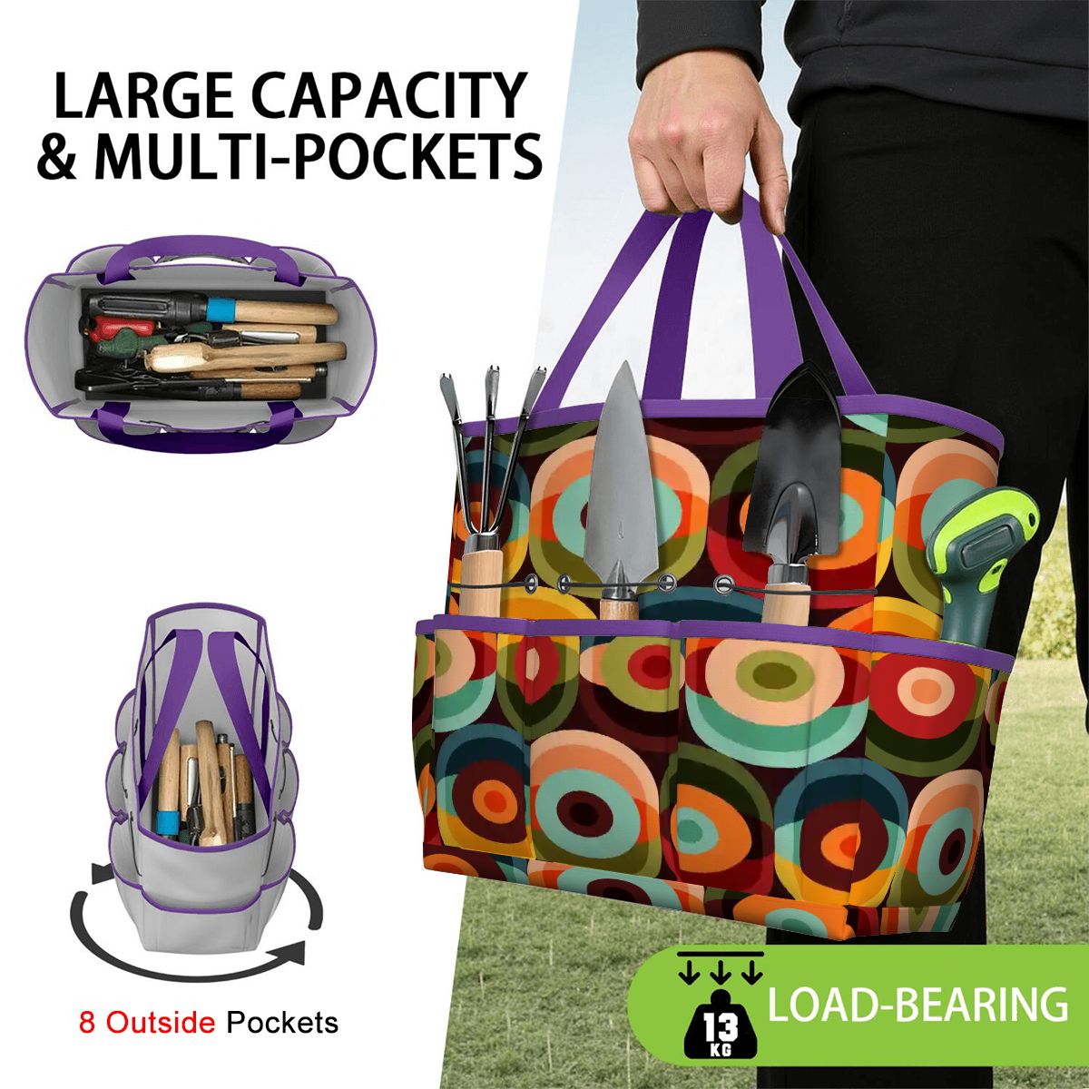 Kate McEnroe New York Retro Groovy 70s Orb Earth Tones Garden Tool BagGarden Tool BagO3mBmyWllh