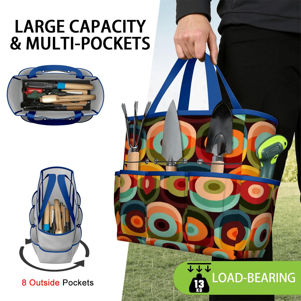 Kate McEnroe New York Retro Groovy 70s Orb Earth Tones Garden Tool BagGarden Tool BagO3mBmyWllh