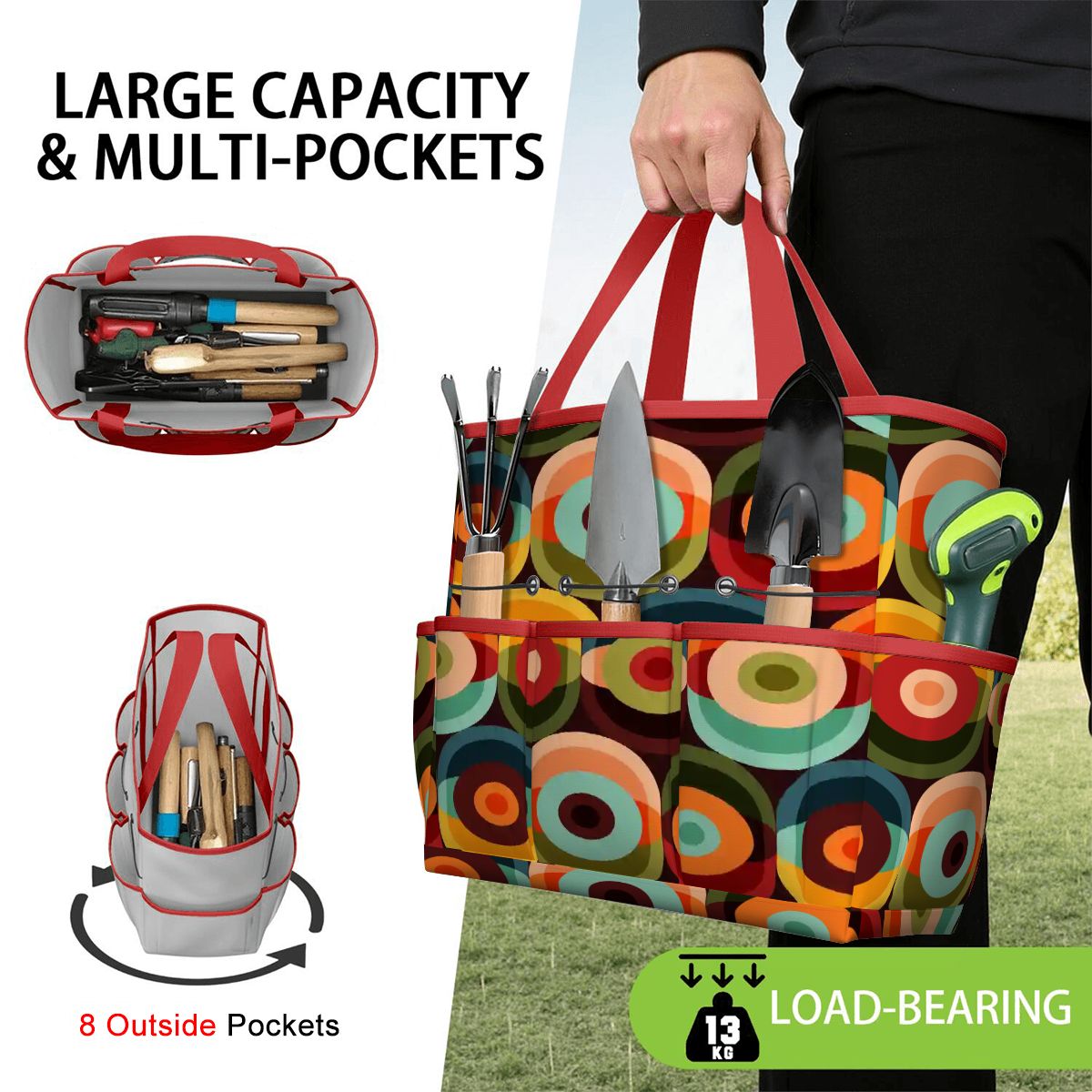 Kate McEnroe New York Retro Groovy 70s Orb Earth Tones Garden Tool BagGarden Tool BagO3mBmyWllh