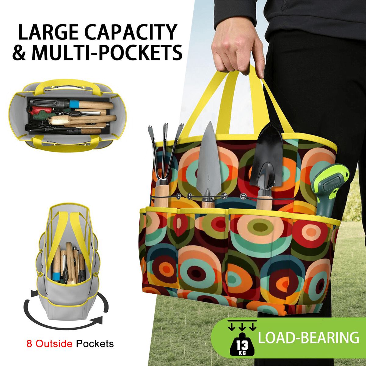 Kate McEnroe New York Retro Groovy 70s Orb Earth Tones Garden Tool BagGarden Tool BagO3mBmyWllh