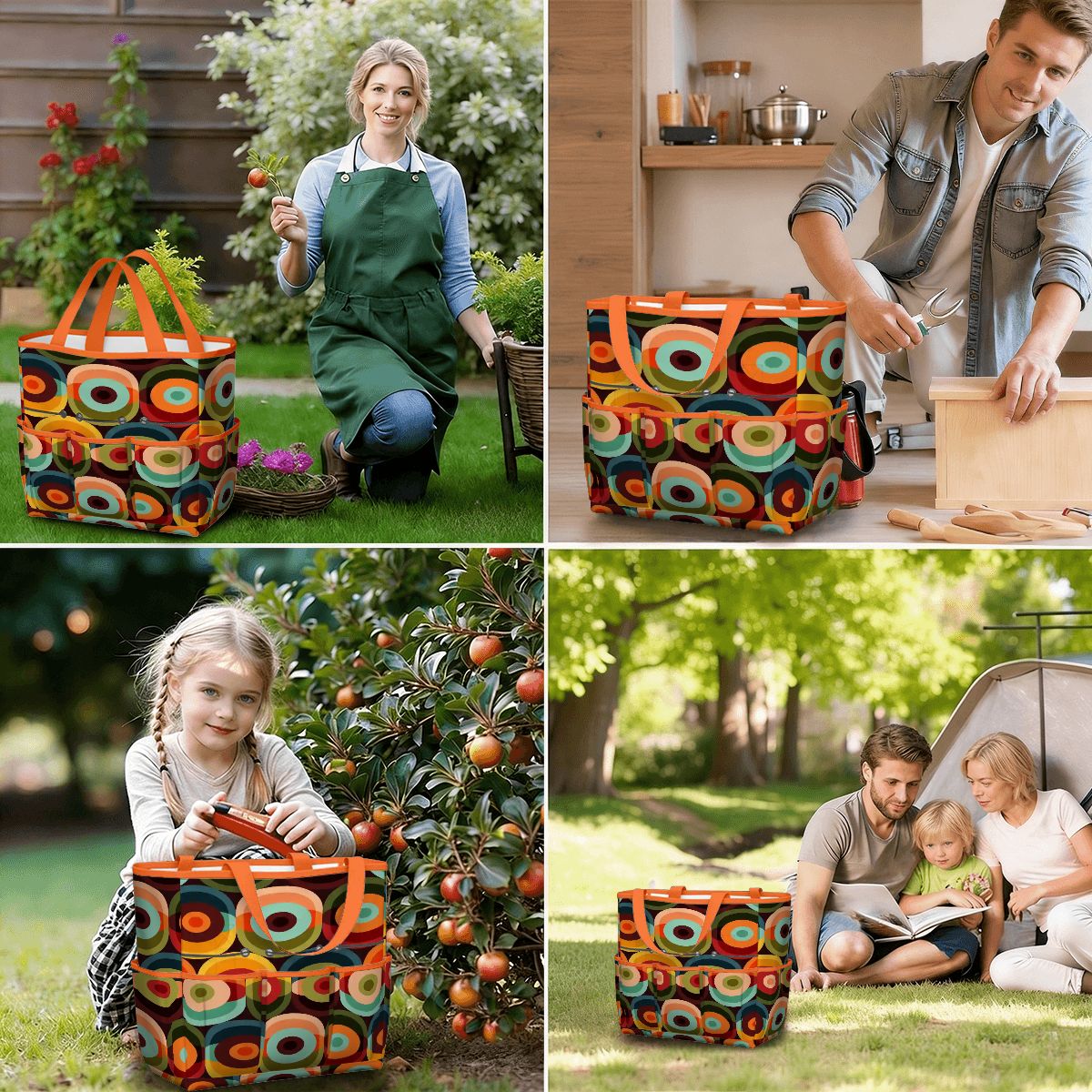 Kate McEnroe New York Retro Groovy 70s Orb Earth Tones Garden Tool BagGarden Tool BagO3mBmyWllh