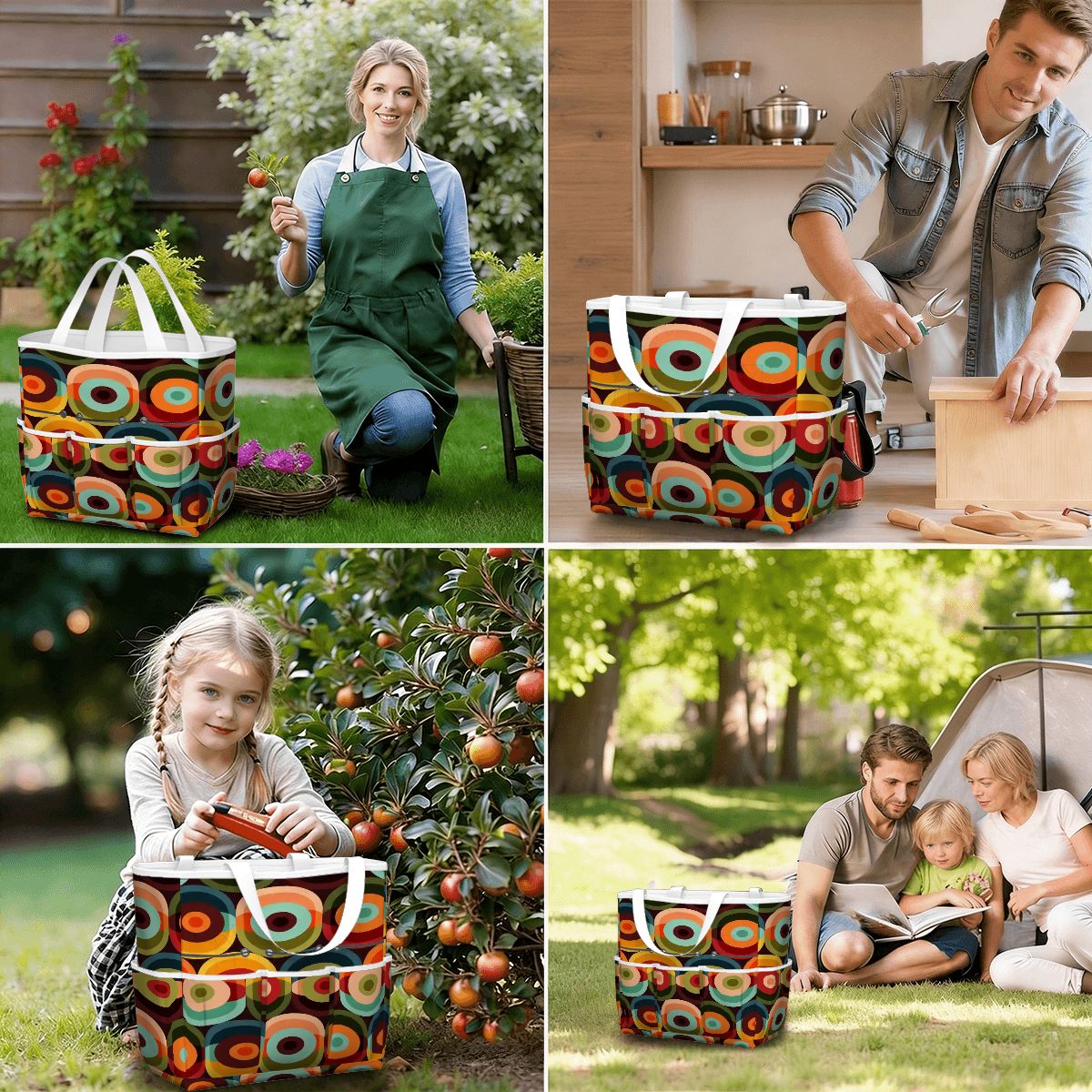 Kate McEnroe New York Retro Groovy 70s Orb Earth Tones Garden Tool BagGarden Tool BagO3mBmyWllh