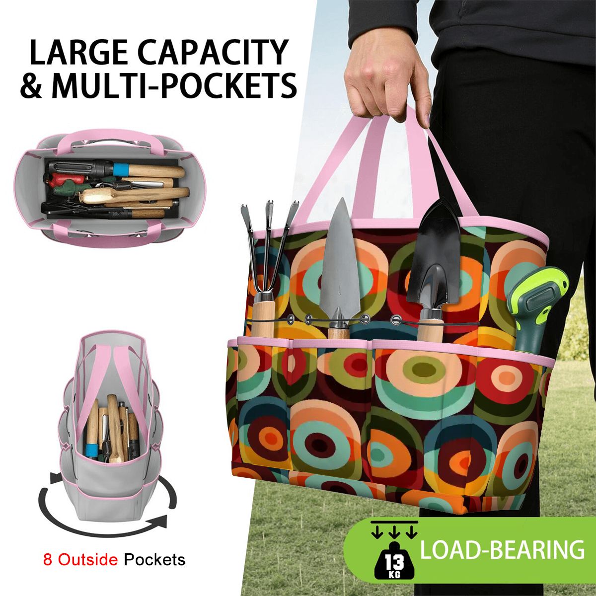 Kate McEnroe New York Retro Groovy 70s Orb Earth Tones Garden Tool BagGarden Tool BagO3mBmyWllh