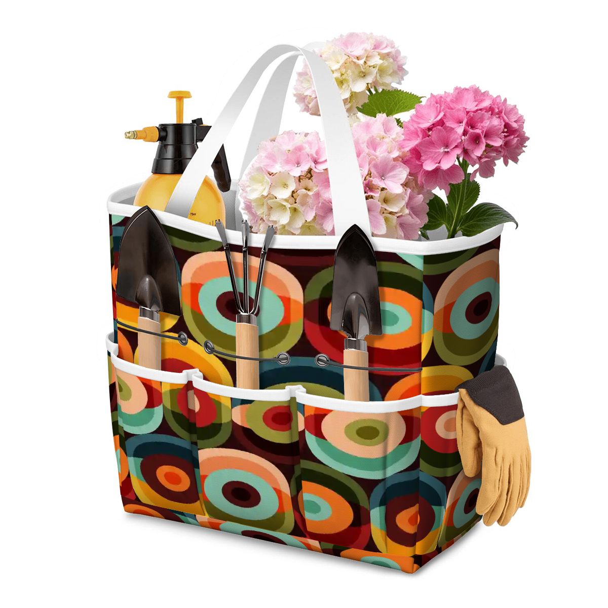 Kate McEnroe New York Retro Groovy 70s Orb Earth Tones Garden Tool BagGarden Tool BagvvCv3WIFcx