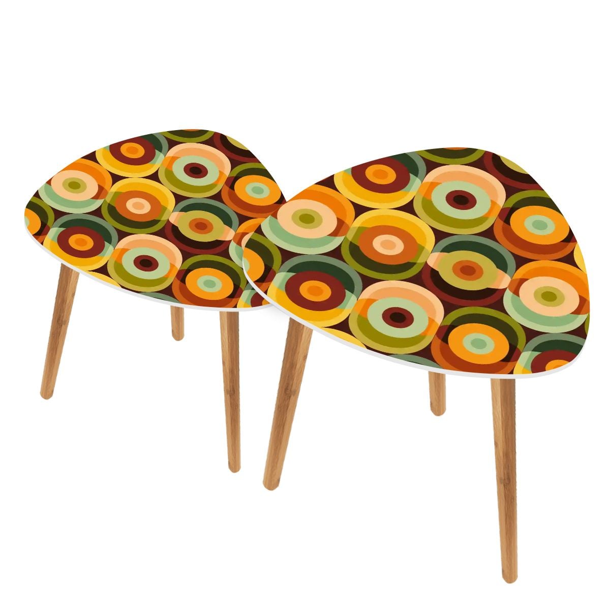 Kate McEnroe New York Retro Groovy 70s Orb Earth Tones MCM Nesting TablesNesting Tables7nE428uOMZ