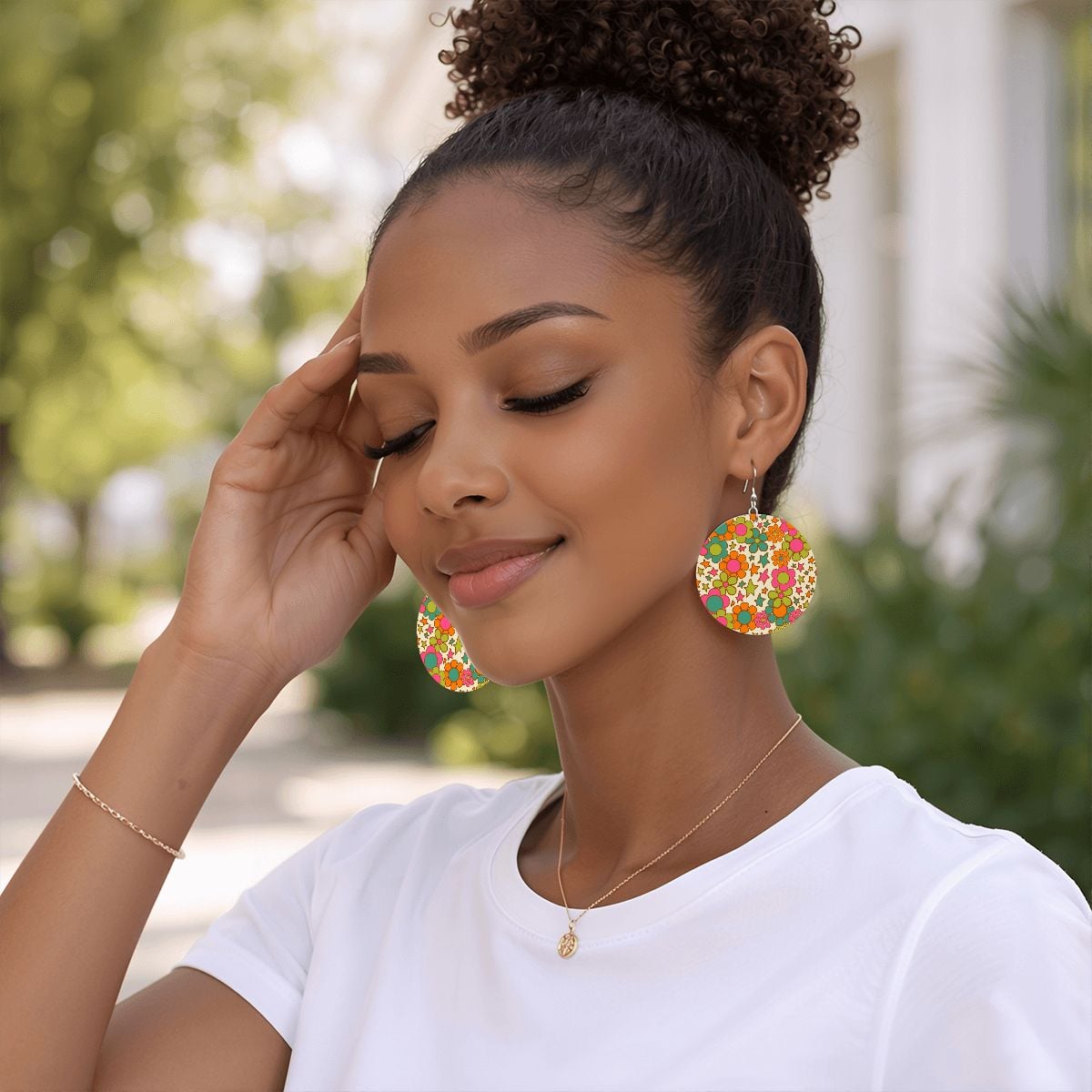 Kate McEnroe New York Retro Groovy Flower Power Drop Round EarringsEarringsi9sShmaipx