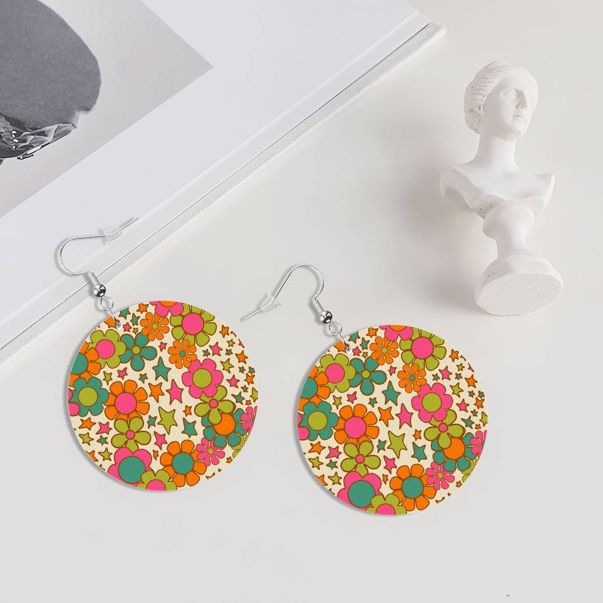 Kate McEnroe New York Retro Groovy Flower Power Drop Round EarringsEarringsi9sShmaipx