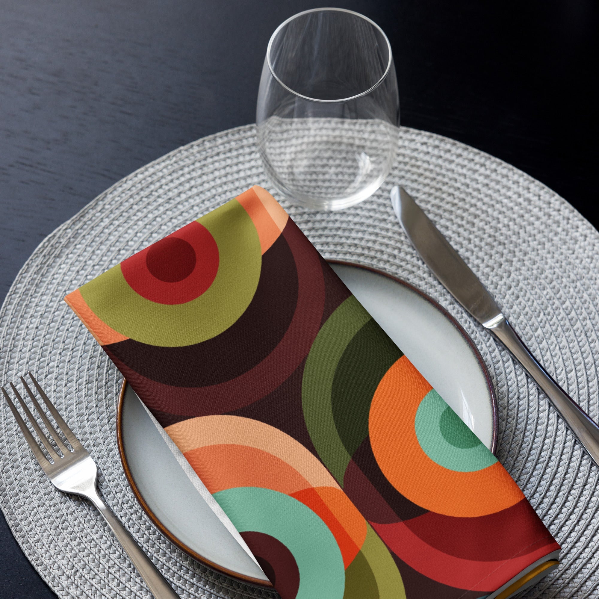Kate McEnroe New York Retro Groovy Geometric Circle Orbs Set of 4 Cloth Dinner NapkinsNapkinsPMK08.644636