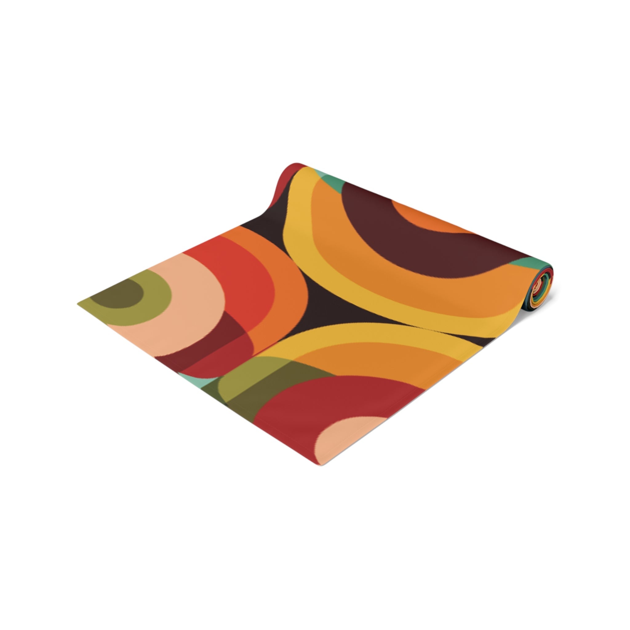 Kate McEnroe New York Retro Groovy Geometric Circle Orbs Table Runner, 70s Mid Century Modern Psychedelic Abstract Table LinensTable Runners51712219944357181454