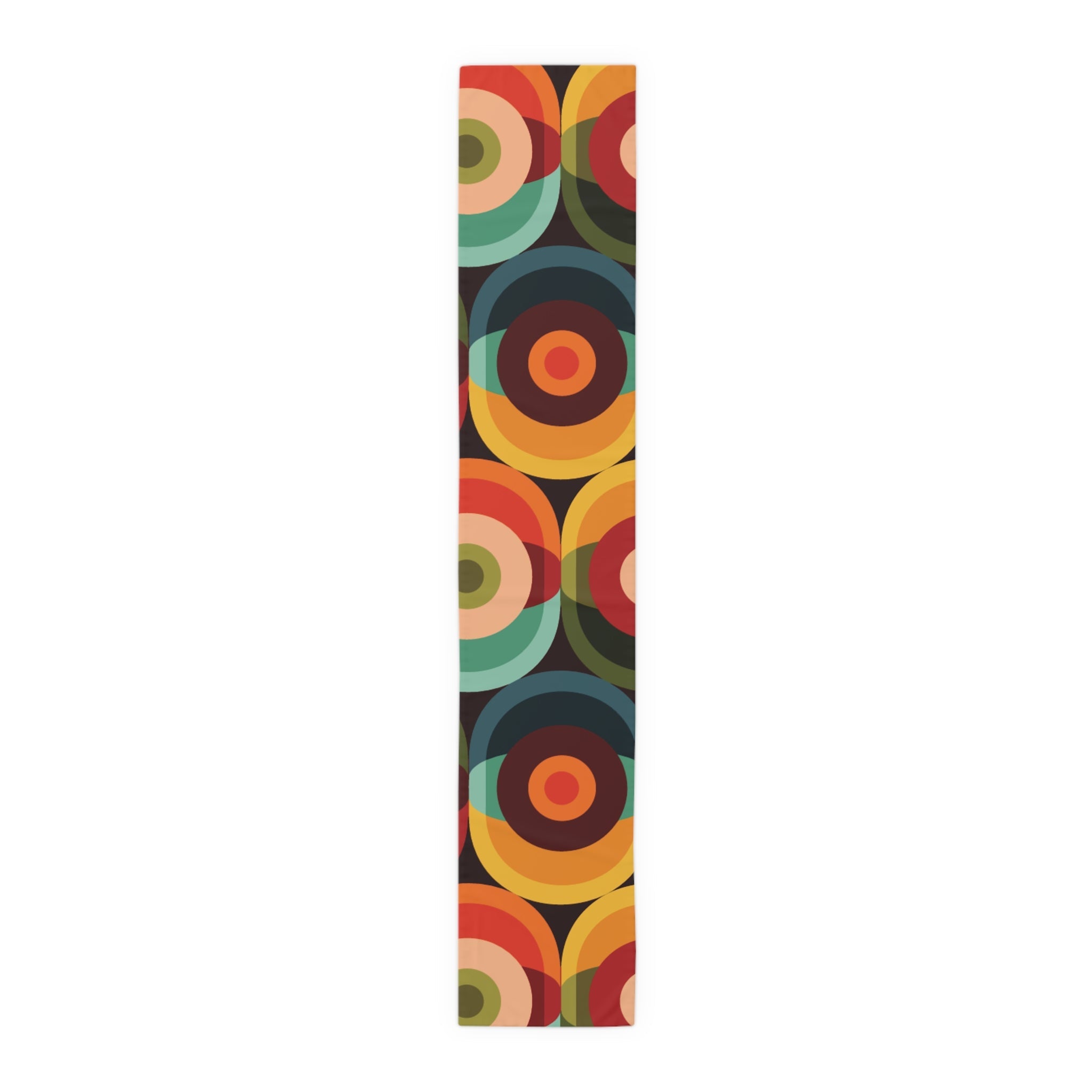 Kate McEnroe New York Retro Groovy Geometric Circle Orbs Table Runner, 70s Mid Century Modern Psychedelic Abstract Table LinensTable Runners51712219944357181454