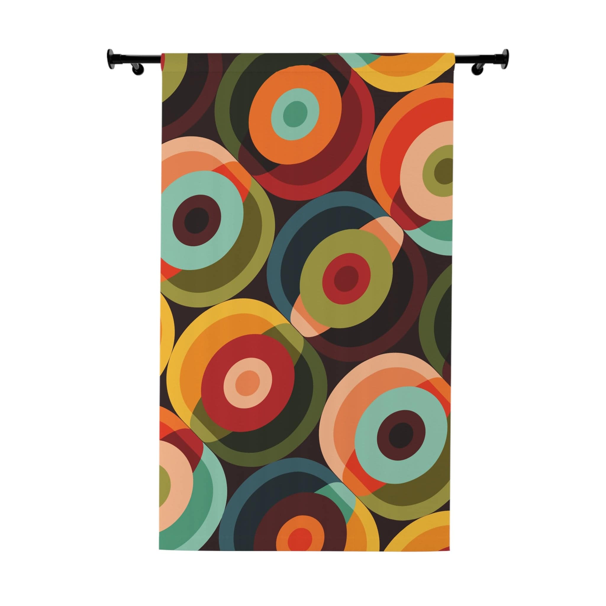Kate McEnroe New York Retro Groovy Geometric Circle Orbs Window Curtains, 70s Mid Century Modern Psychedelic Abstract Curtain Panels - 132582823Window CurtainsW3S - ORA - GRA - SH3