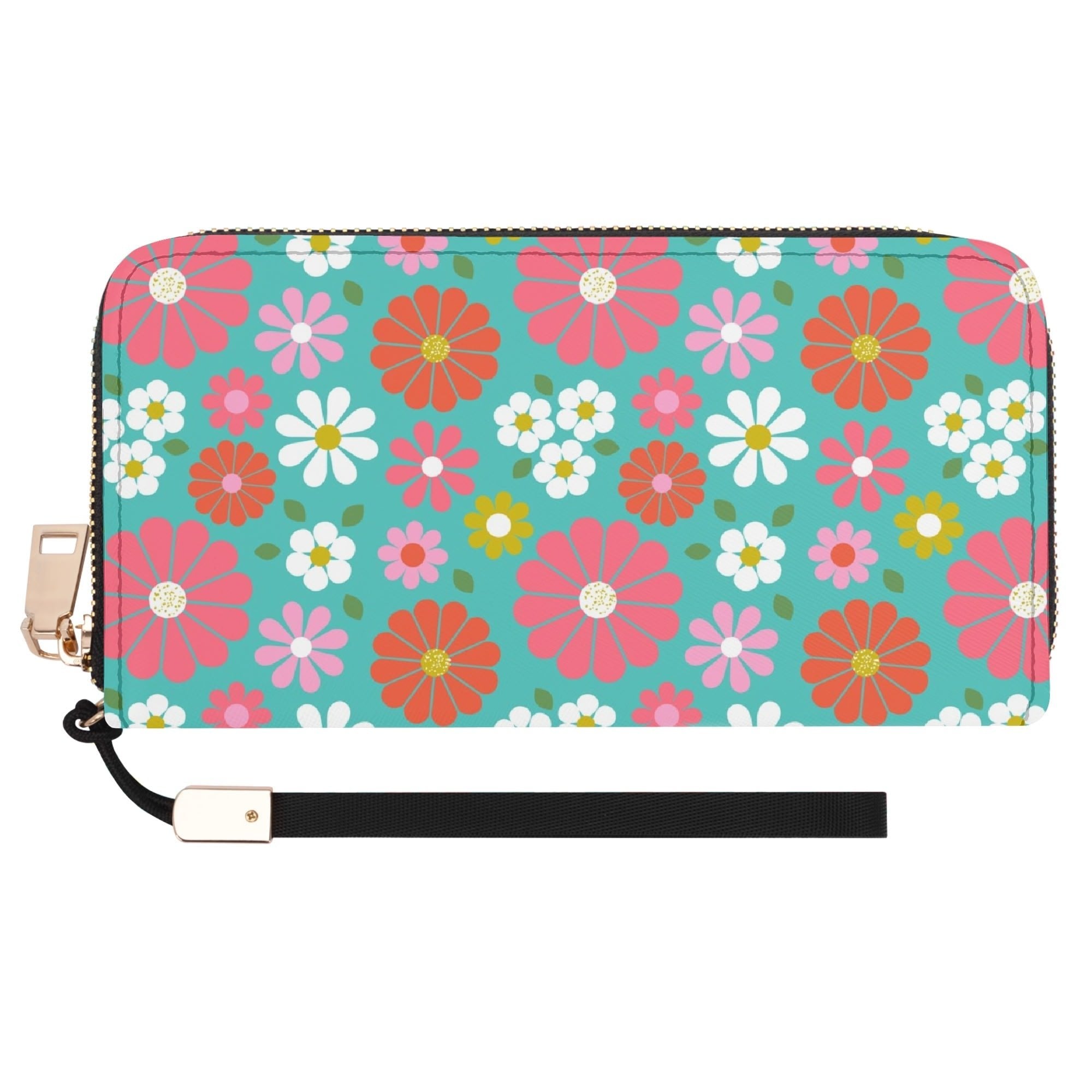 Kate McEnroe New York Retro Groovy Hippie 50s Flower Power Wristlet, Mid Century Modern Daisy Zip Around ClutchWalletsW39695LW - 1