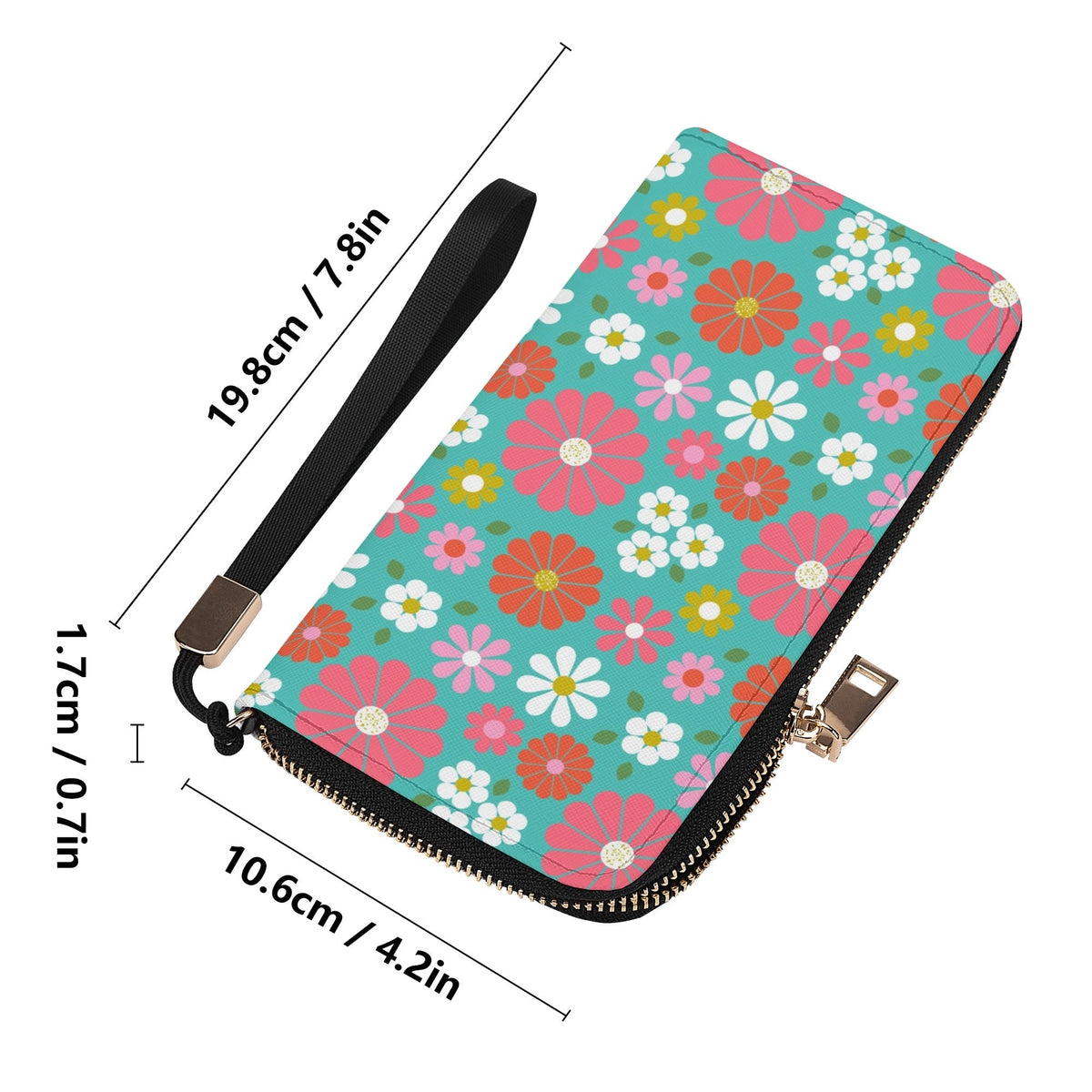 Kate McEnroe New York Retro Groovy Hippie 50s Flower Power Wristlet, Mid Century Modern Daisy Zip Around ClutchWalletsW39695LW - 1