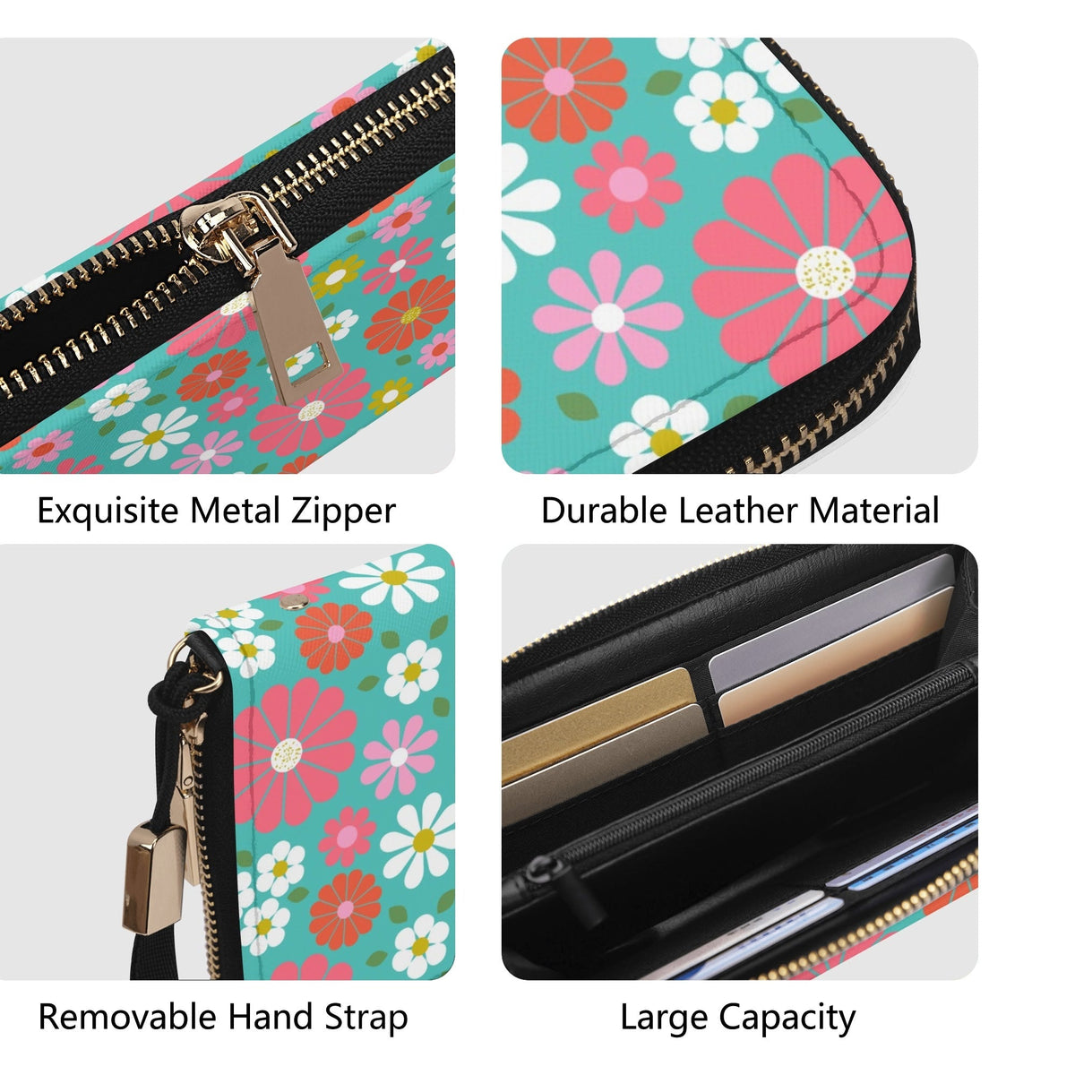 Kate McEnroe New York Retro Groovy Hippie 50s Flower Power Wristlet, Mid Century Modern Daisy Zip Around ClutchWalletsW39695LW - 1