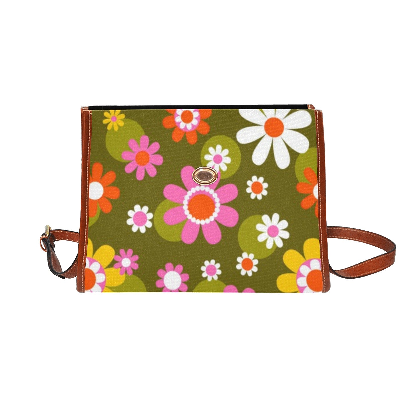 Kate McEnroe New York Retro Groovy Hippie Daisy Top Handle SatchelHandbagsD3310254