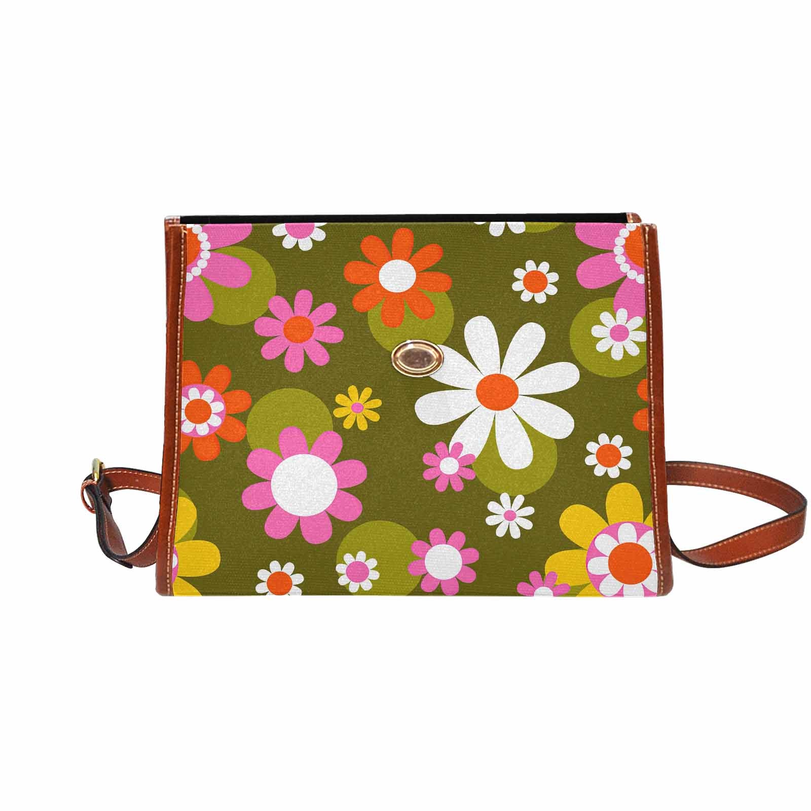 Kate McEnroe New York Retro Groovy Hippie Daisy Top Handle SatchelHandbagsDG1511780DXH2128D