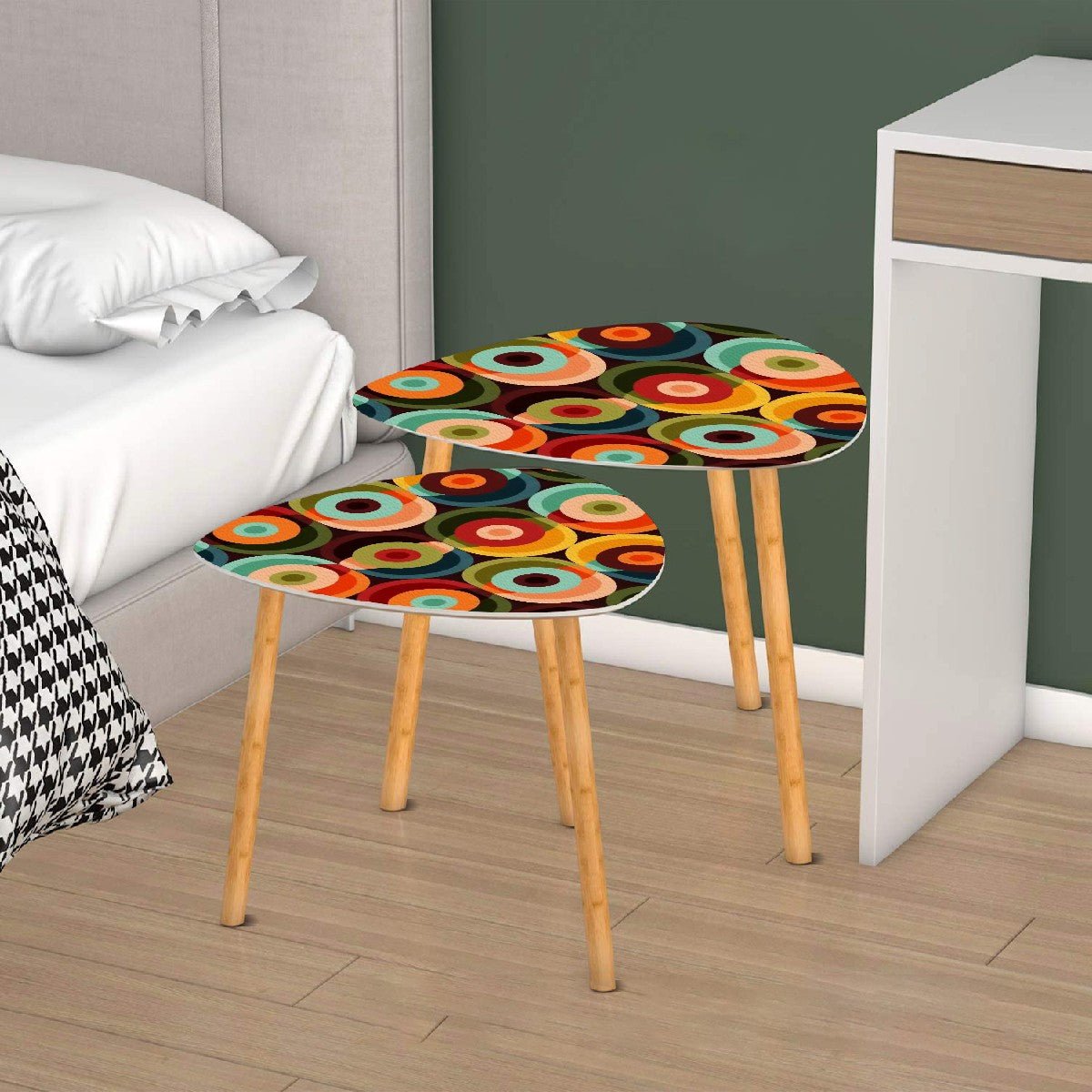 Kate McEnroe New York Retro Groovy Orbs Nesting Tables, Mid Century Modern Coffee Tables, 60s Abstract Pop Art Accent Tables, Vintage Geometric Furniture SetAccent Tables4rBDs3wi4I