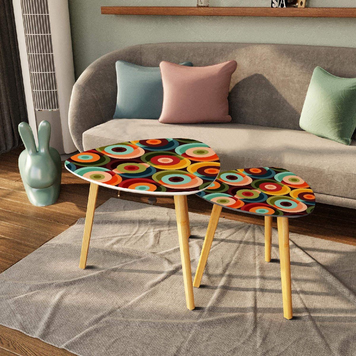 Kate McEnroe New York Retro Groovy Orbs Nesting Tables, Mid Century Modern Coffee Tables, 60s Abstract Pop Art Accent Tables, Vintage Geometric Furniture SetAccent Tables4rBDs3wi4I