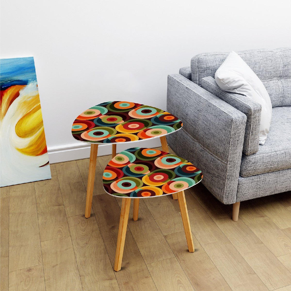 Kate McEnroe New York Retro Groovy Orbs Nesting Tables, Mid Century Modern Coffee Tables, 60s Abstract Pop Art Accent Tables, Vintage Geometric Furniture SetAccent Tables4rBDs3wi4I