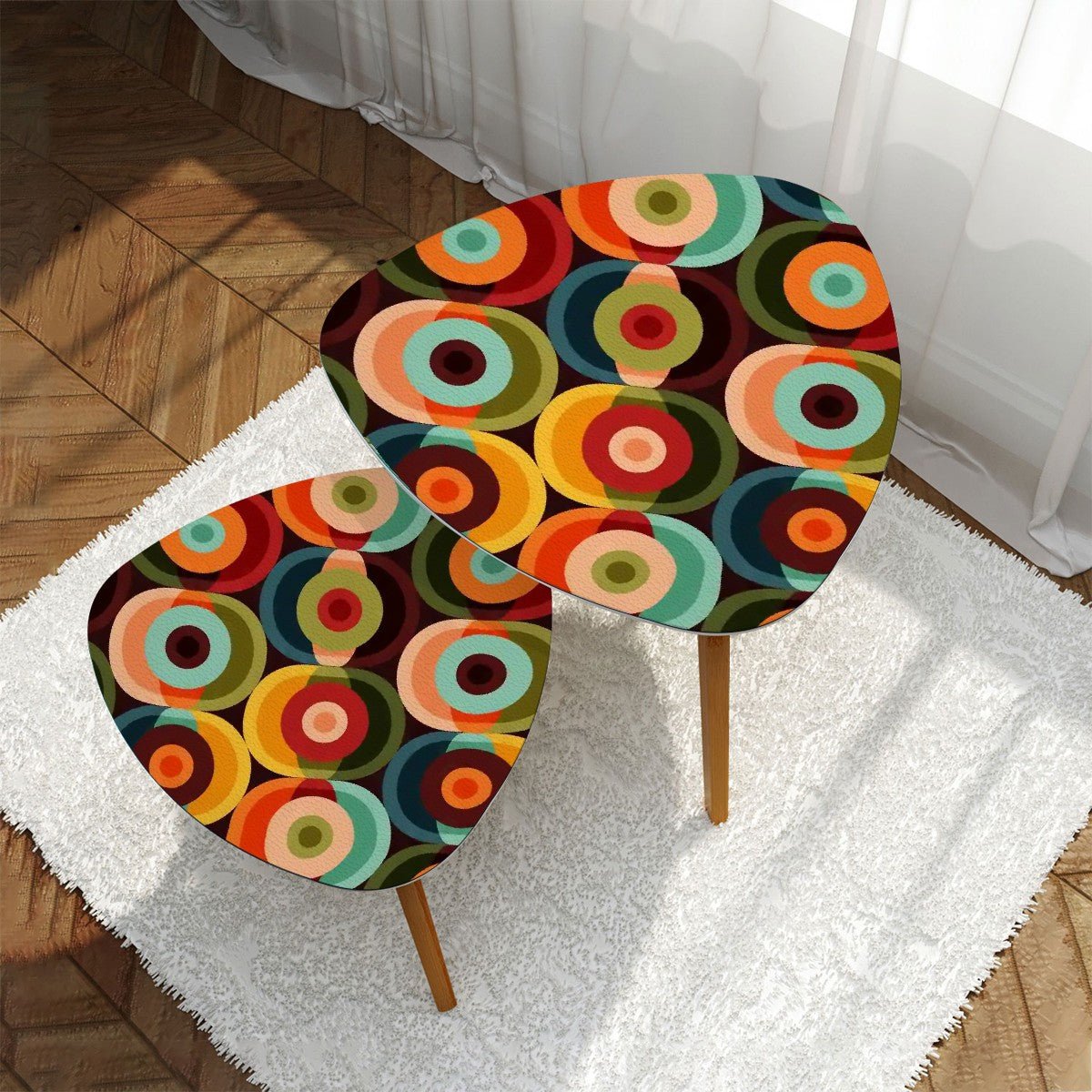 Kate McEnroe New York Retro Groovy Orbs Nesting Tables, Mid Century Modern Coffee Tables, 60s Abstract Pop Art Accent Tables, Vintage Geometric Furniture SetAccent Tables4rBDs3wi4I