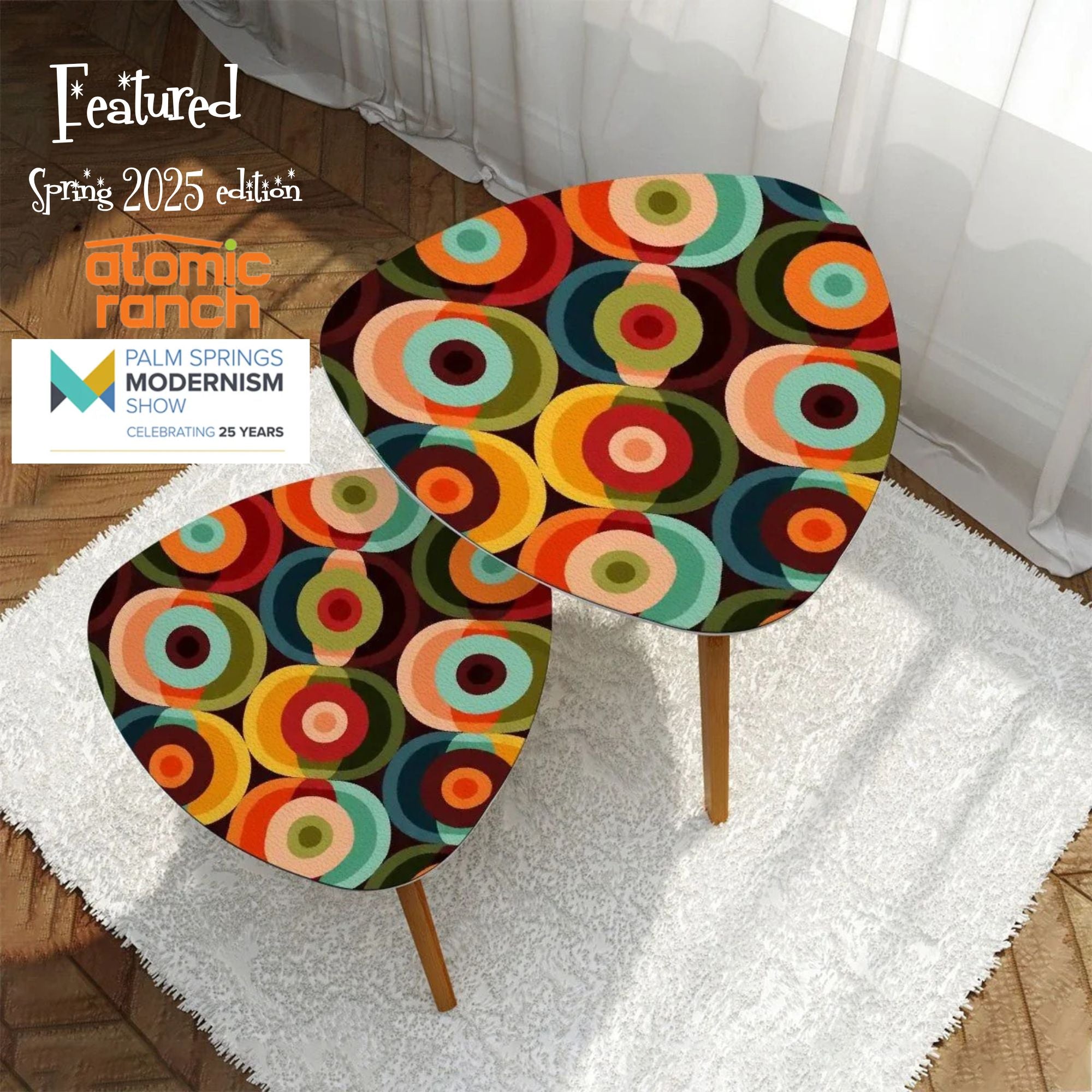 Kate McEnroe New York Retro Groovy Orbs Nesting Tables, Mid Century Modern Coffee Tables, 60s Abstract Pop Art Accent Tables, Vintage Geometric Furniture SetNesting Tables4rBDs3wi4I