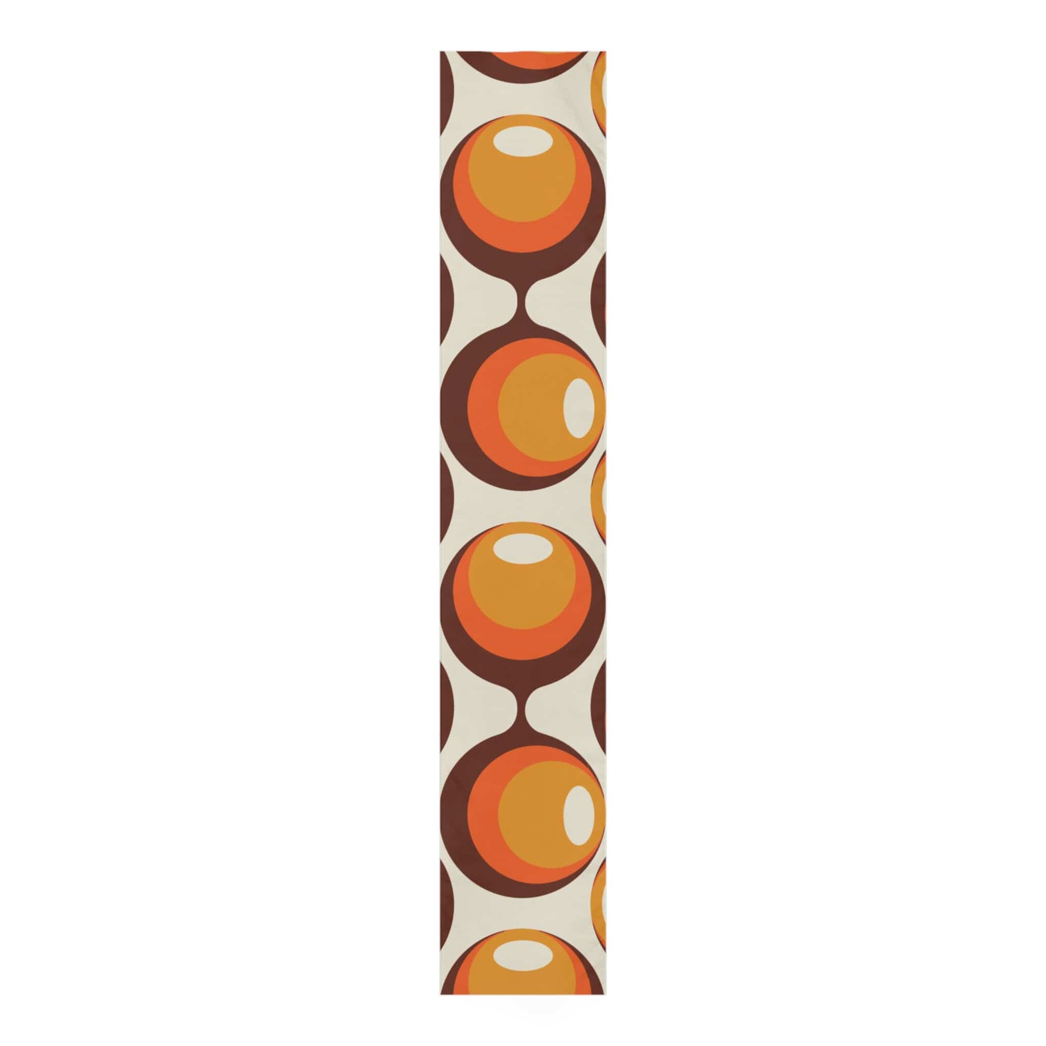 Kate McEnroe New York Retro Groovy Orbs Table Runner, Atomic Age Vintage Mid Century Modern Orange, Brown, Yellow Table Linens - KM13569723Table Runners18228246041296883766