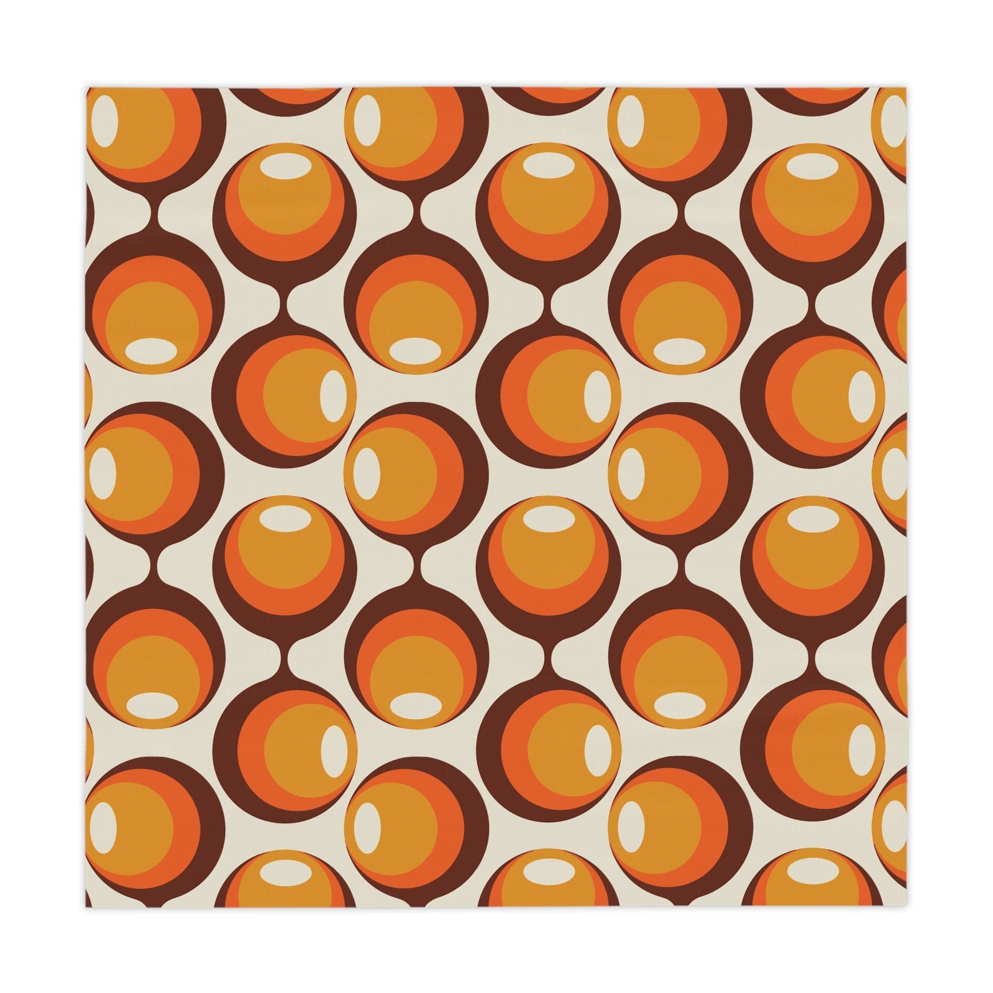 Kate McEnroe New York Retro Groovy Orbs Tablecloth, Atomic Age Vintage Mid Century Modern Orange, Brown, Yellow Table Linens - KM13569723Tablecloths13555613521045870735