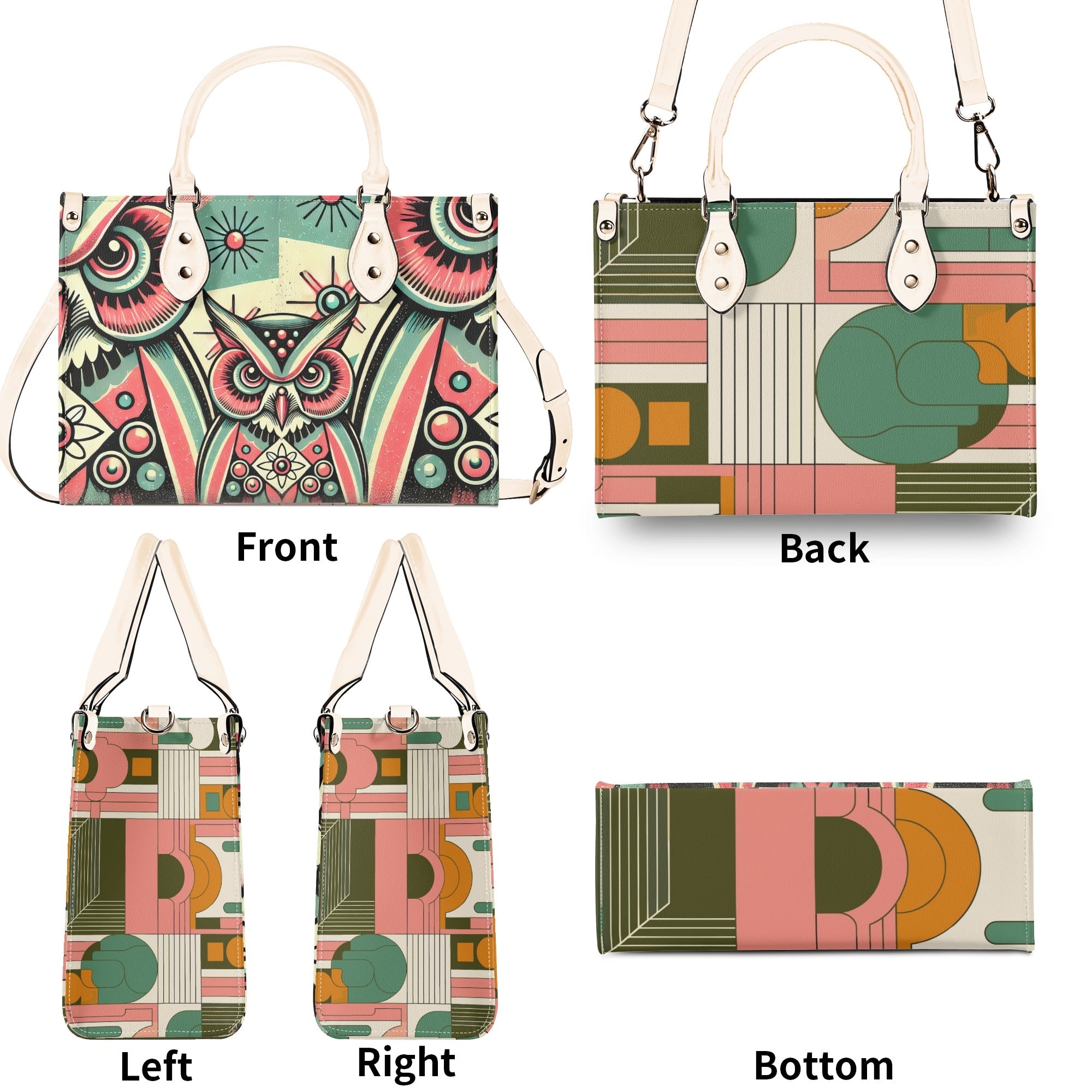 Kate McEnroe New York Retro Hipster Owl Handbag, Mid Century Modern Groovy 60s PurseHandbagsW8M8E1MW - 1