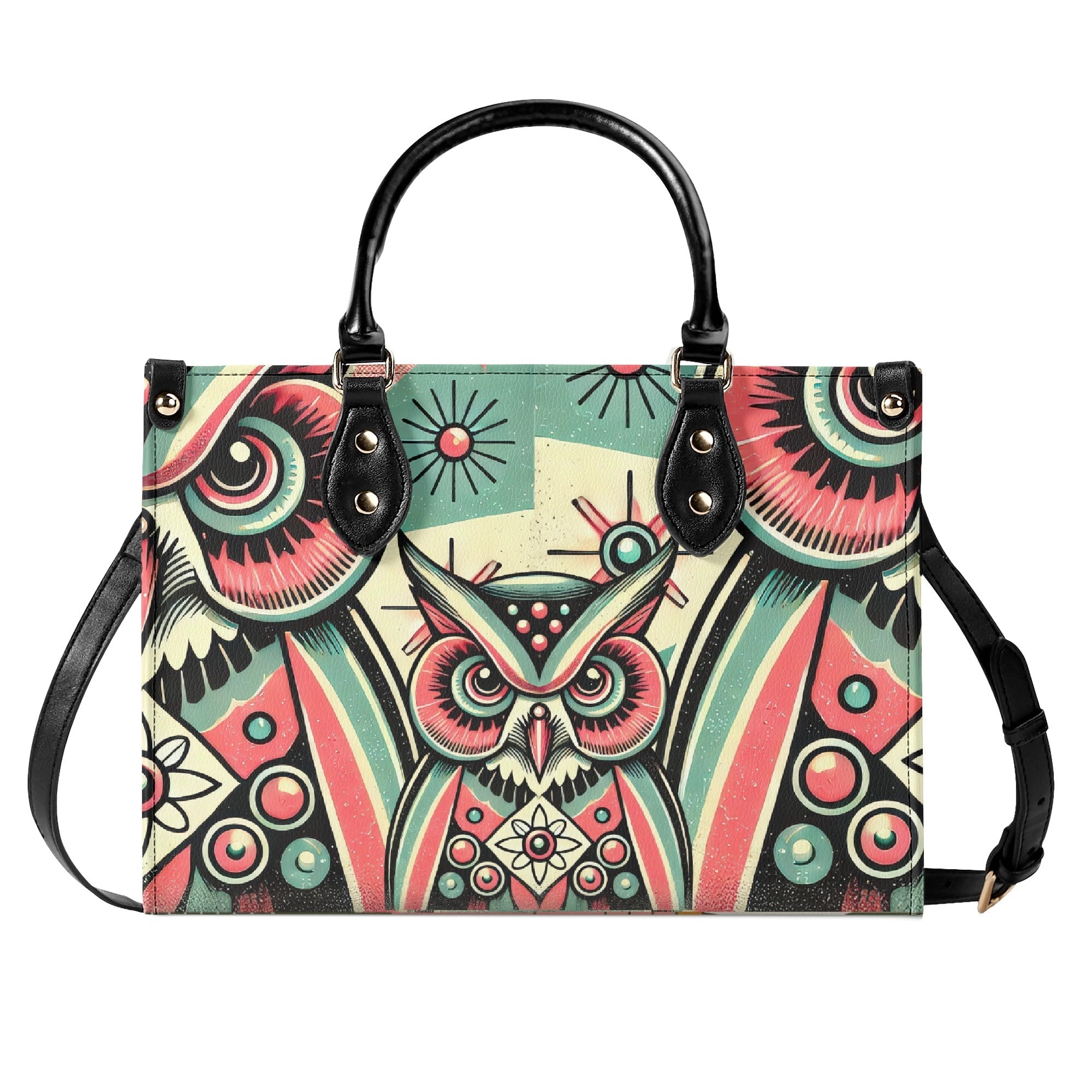 Kate McEnroe New York Retro Hipster Owl Handbag, Mid Century Modern Groovy 60s PurseHandbagsW8M8E1MW - 1