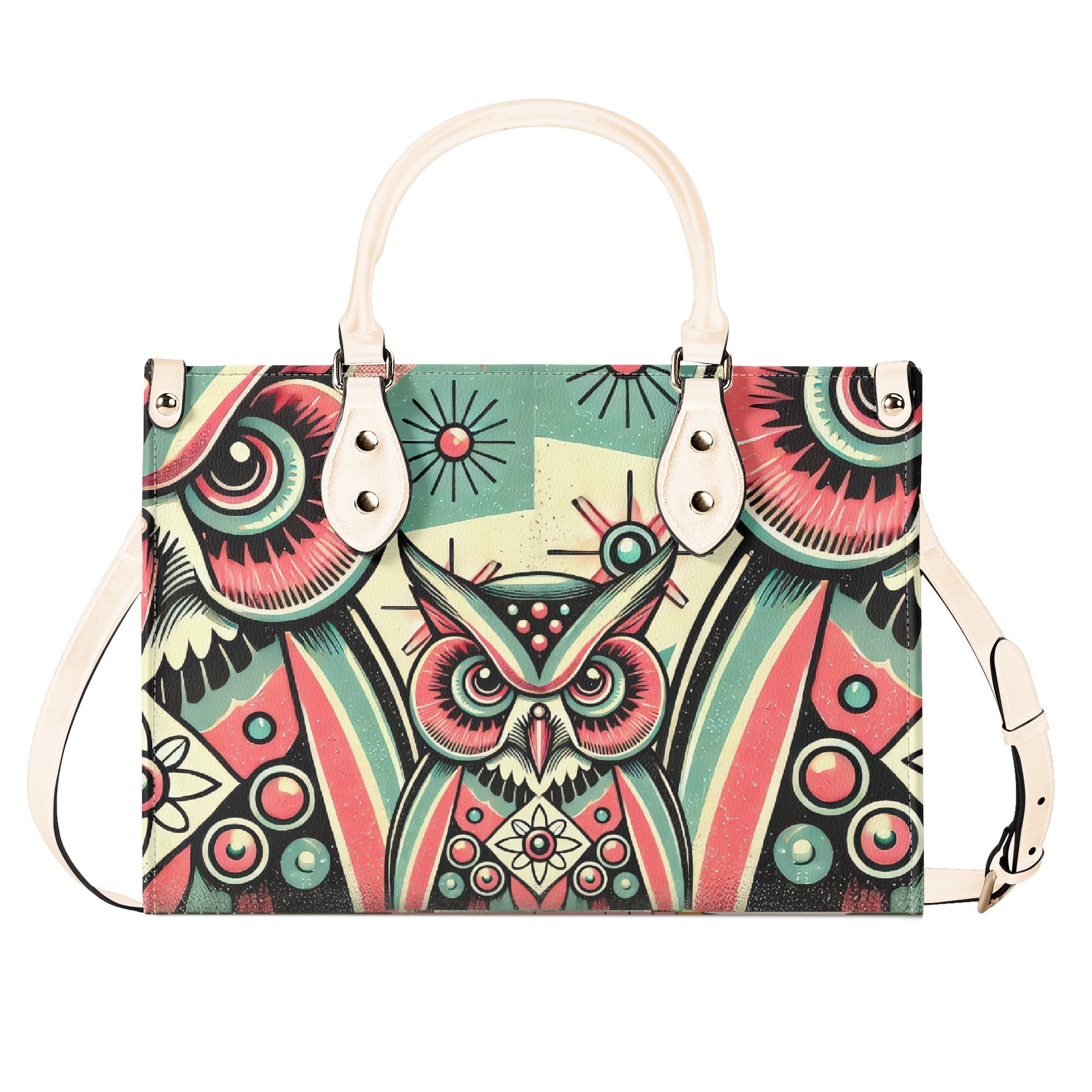 Kate McEnroe New York Retro Hipster Owl Handbag, Mid Century Modern Groovy 60s PurseHandbagsW8M8E1MW - 1