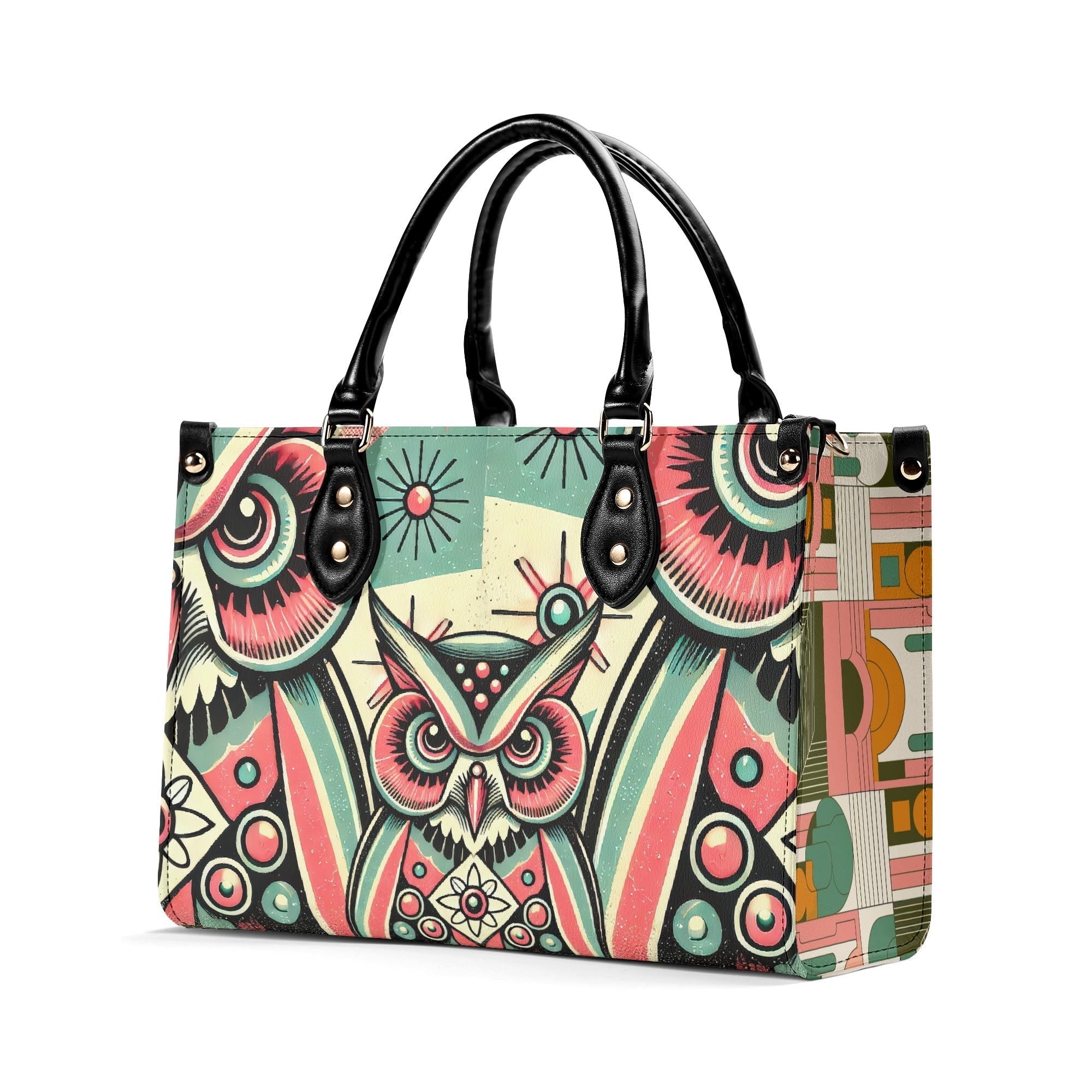 Kate McEnroe New York Retro Hipster Owl Handbag, Mid Century Modern Groovy 60s PurseHandbagsW8M8E1MW - 1