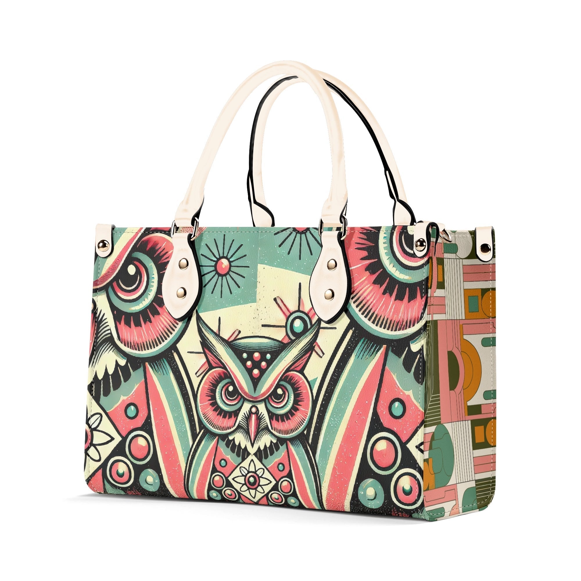 Kate McEnroe New York Retro Hipster Owl Handbag, Mid Century Modern Groovy 60s PurseHandbagsW8M8E1MW - 1