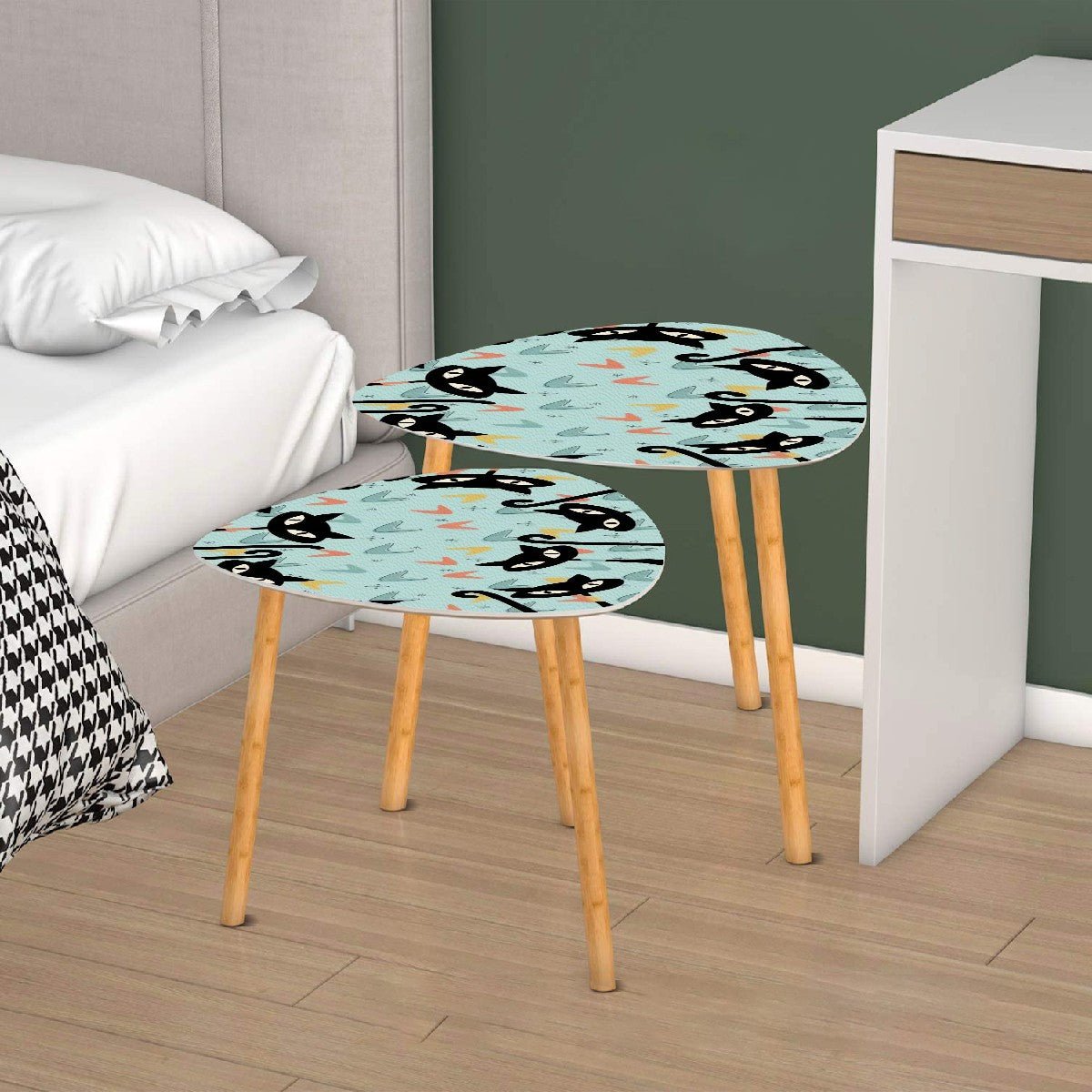 Kate McEnroe New York Retro Kitsch Atomic Cat Boomerang Nesting Tables, Mid Century Modern 50s Space Age Accent FurnitureNesting Tables0fBpEShrhg