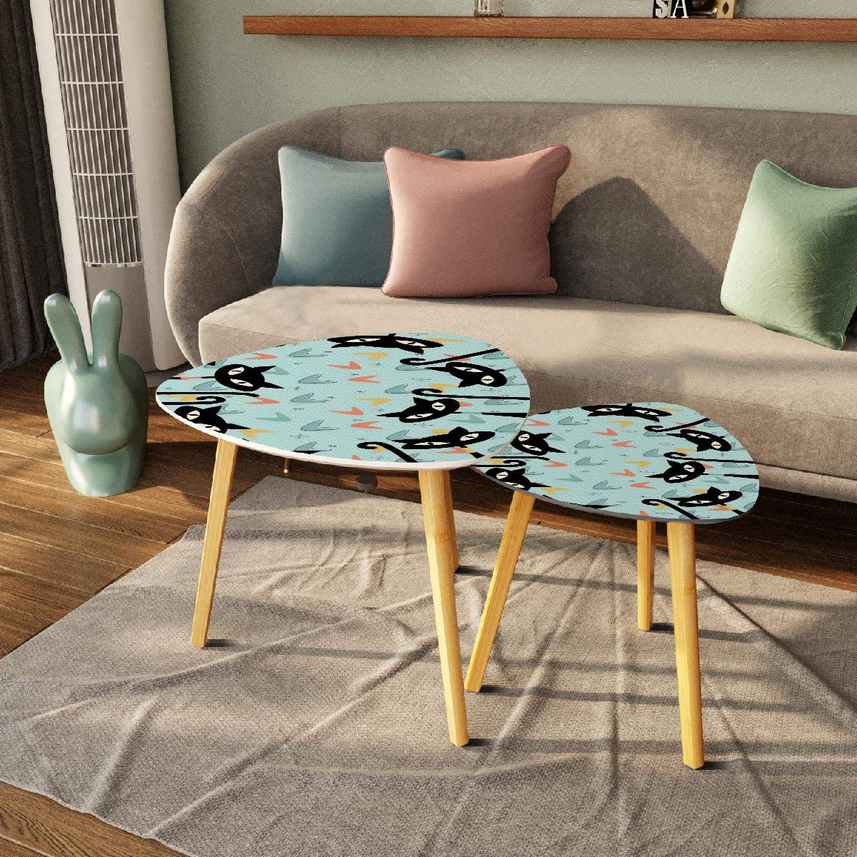 Kate McEnroe New York Retro Kitsch Atomic Cat Boomerang Nesting Tables, Mid Century Modern 50s Space Age Accent FurnitureNesting Tables0fBpEShrhg