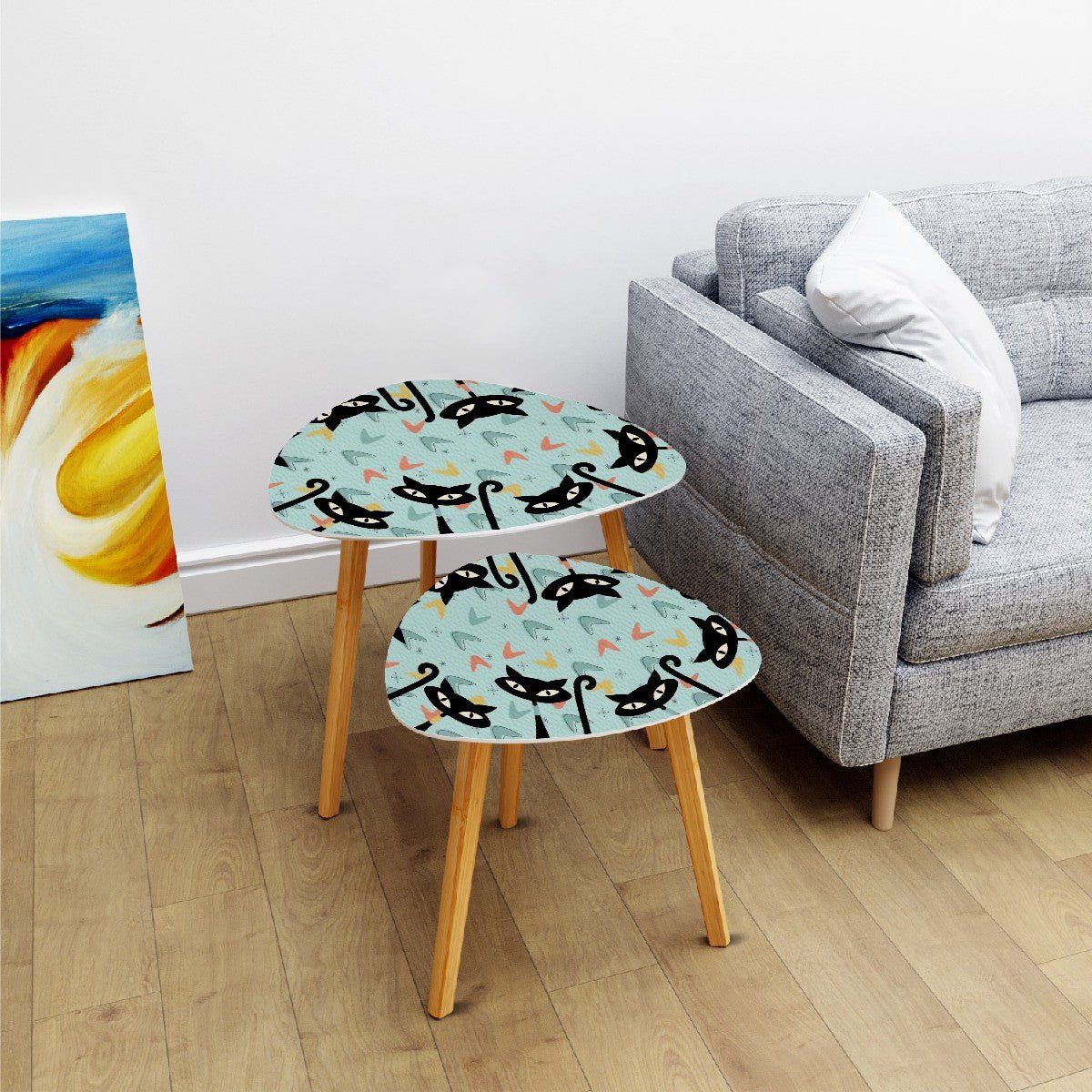 Kate McEnroe New York Retro Kitsch Atomic Cat Boomerang Nesting Tables, Mid Century Modern 50s Space Age Accent FurnitureNesting Tables0fBpEShrhg