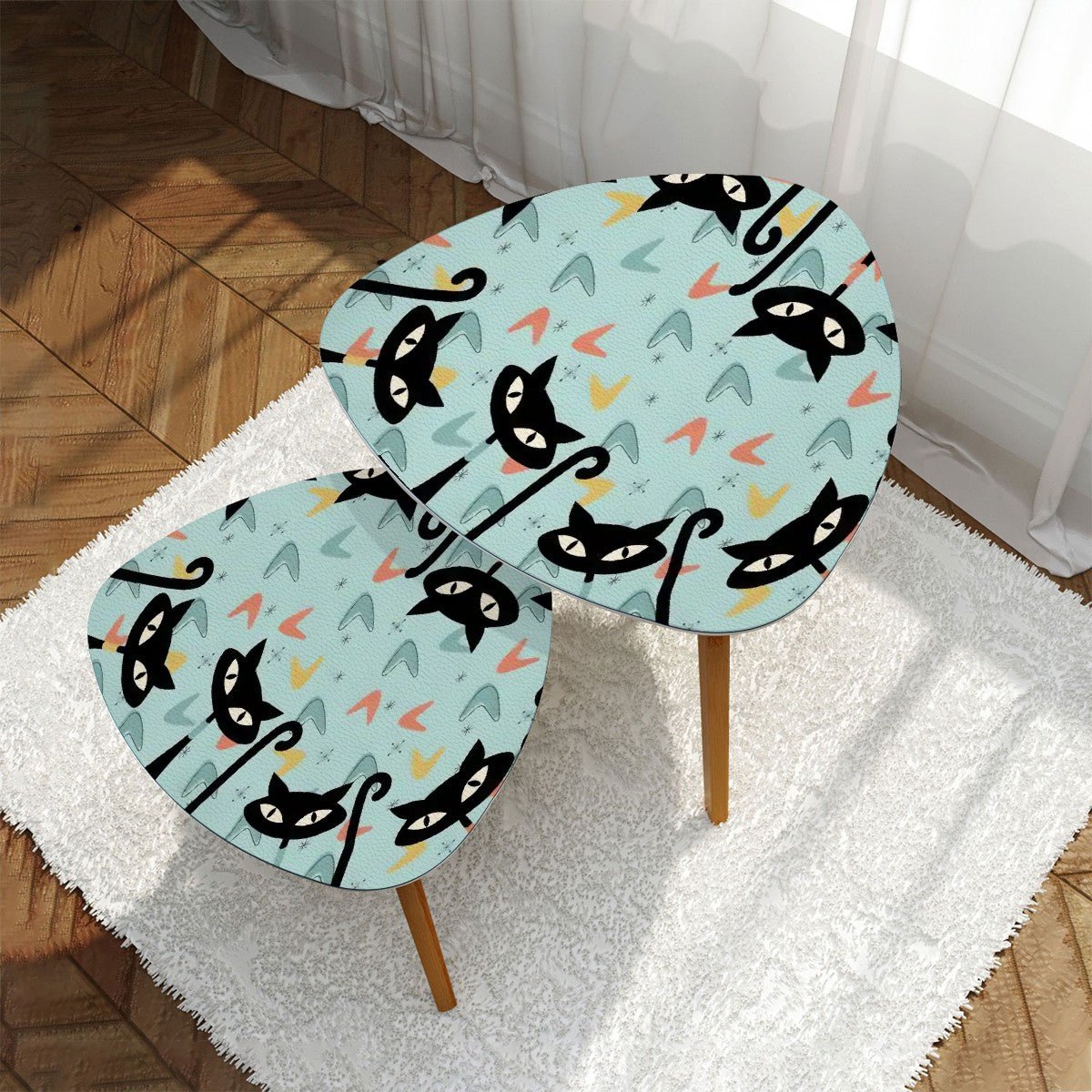Kate McEnroe New York Retro Kitsch Atomic Cat Boomerang Nesting Tables, Mid Century Modern 50s Space Age Accent FurnitureNesting Tables0fBpEShrhg