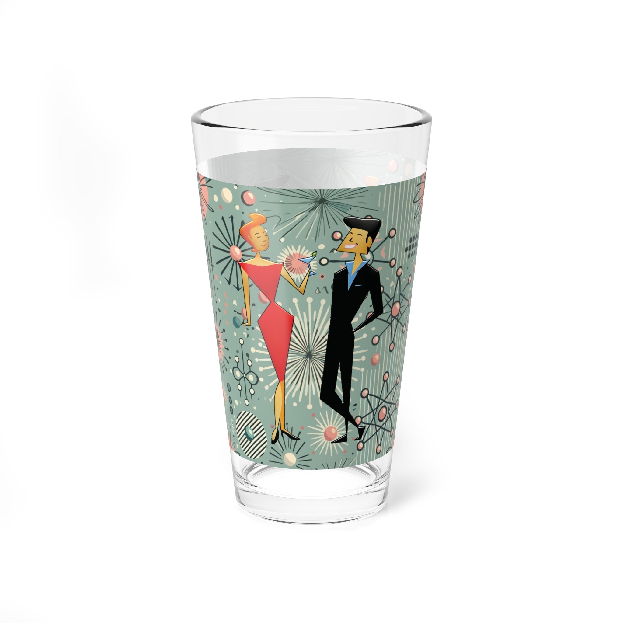 Kate McEnroe New York Retro Kitsch Couple Atomic Age Pint Glass, Vintage Sputnik Drinkware, Mid Century Modern Cocktail Mocktail GlassPint Glasses28202661528963368951