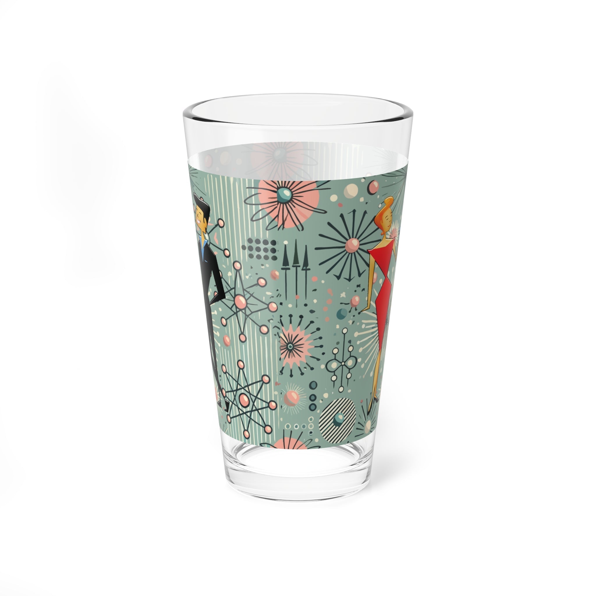 Kate McEnroe New York Retro Kitsch Couple Atomic Age Pint Glass, Vintage Sputnik Drinkware, Mid Century Modern Cocktail Mocktail GlassPint Glasses28202661528963368951