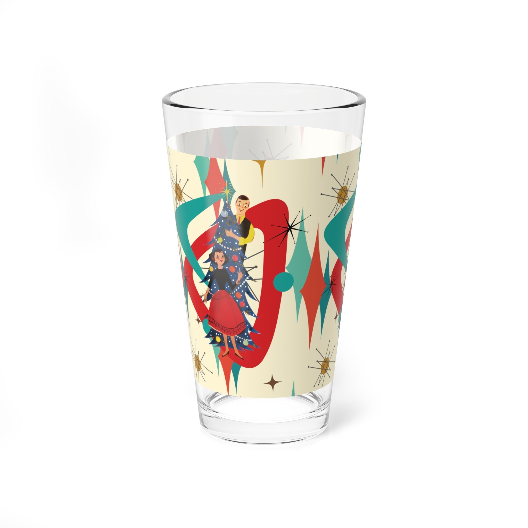 Kate McEnroe New York Retro Kitsch Franciscan Starburst Pint Glass, 1950s Mid Century Modern Barware, Atomic Christmas DrinkwarePint Glasses79717096528862174121