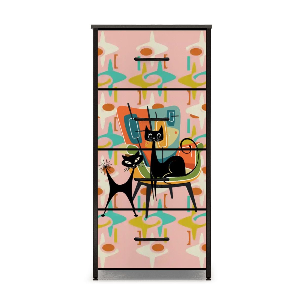 Kate McEnroe New York Retro Kitschy Atomic Cat Starburst Geometric 1950s 4 Drawer DresserDressersGK9VipHHhW