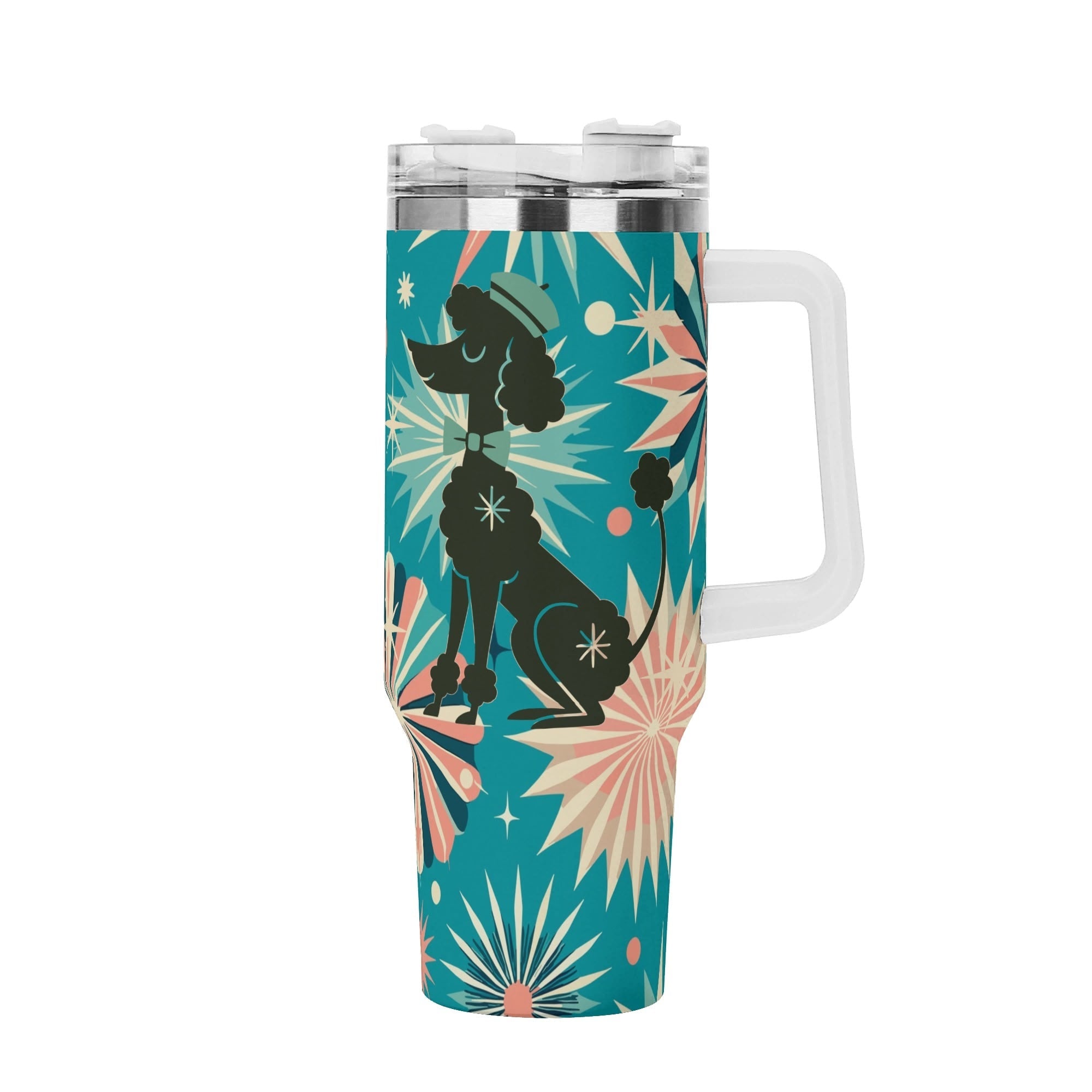 Kate McEnroe New York Retro Kitschy Atomic Starburst Poodle 40oz Teal TumblerTumblersN4MGXJXW-1