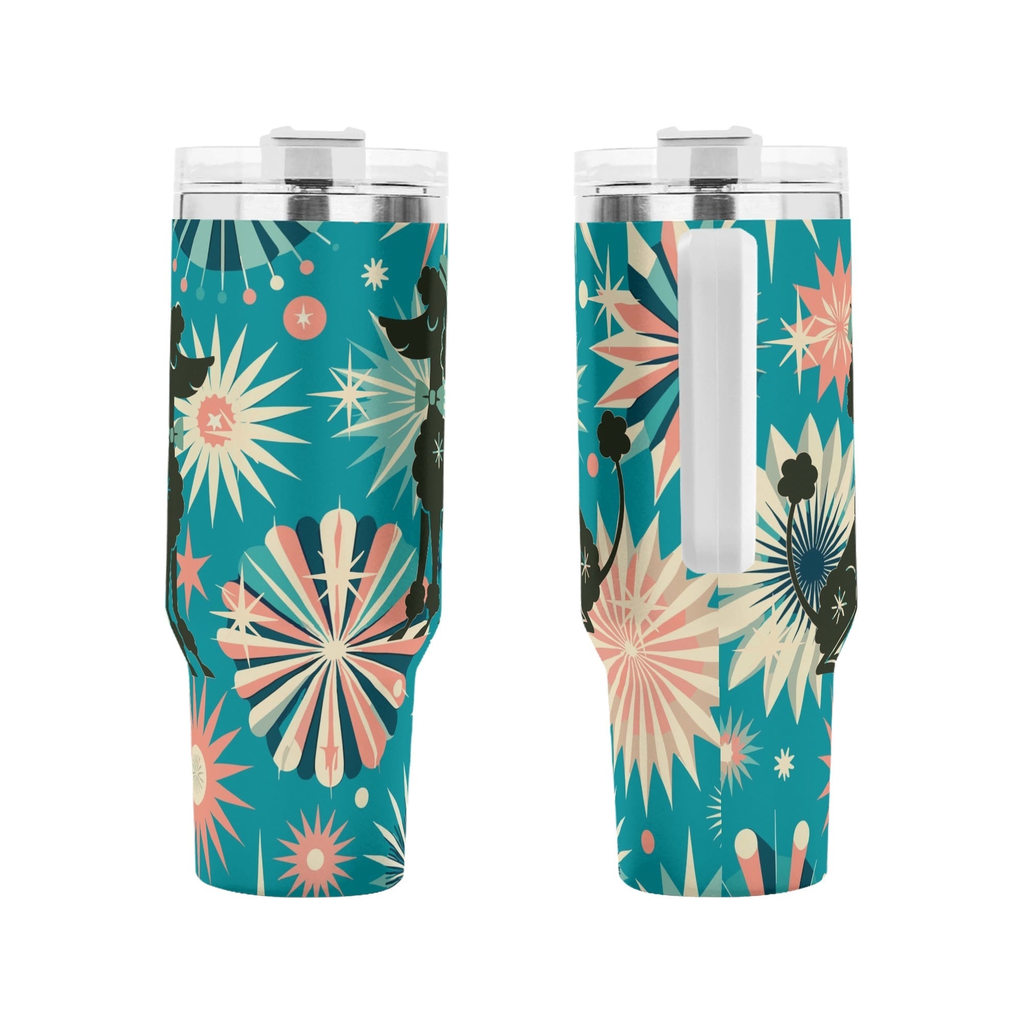 Kate McEnroe New York Retro Kitschy Atomic Starburst Poodle 40oz Teal TumblerTumblersN4MGXJXW-1