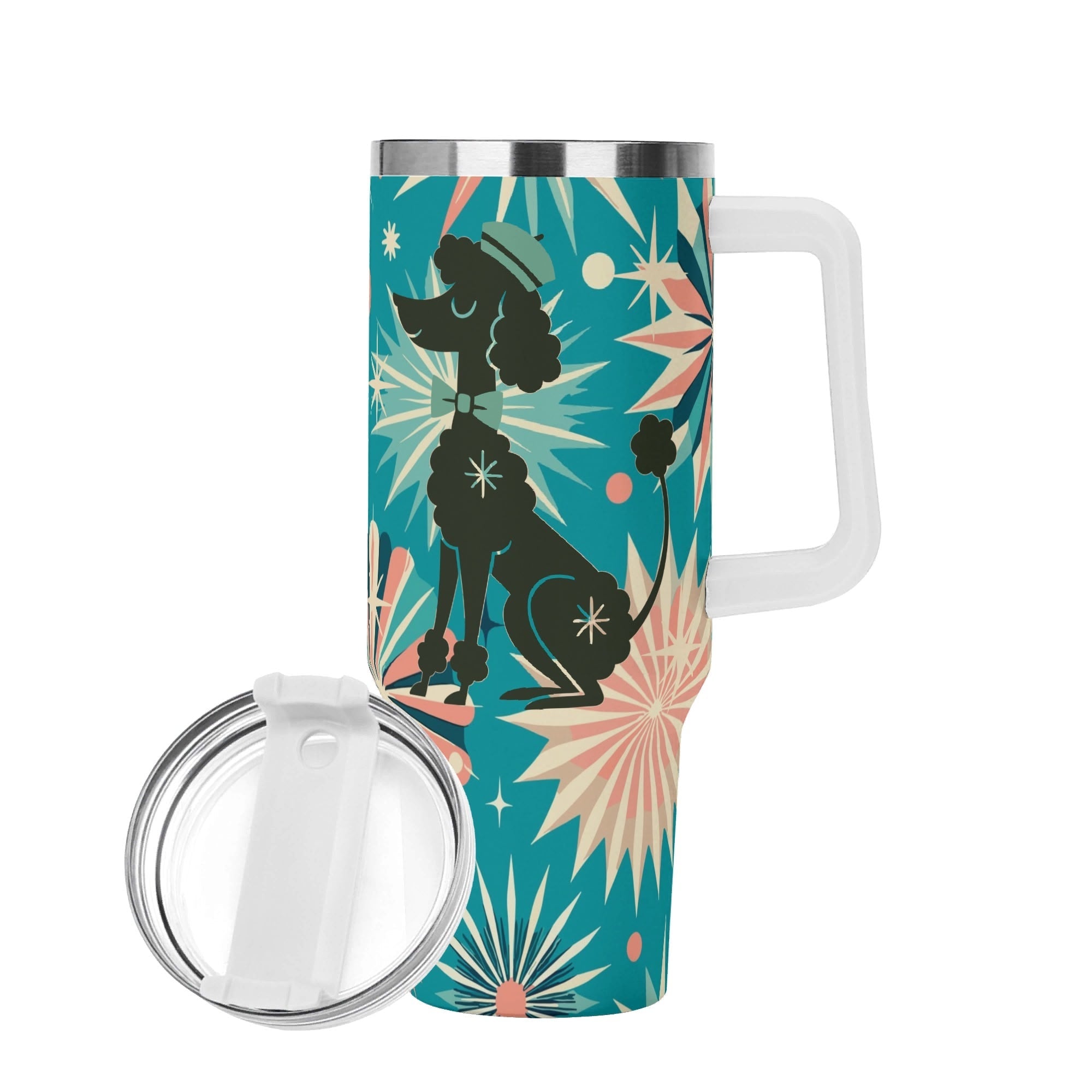 Kate McEnroe New York Retro Kitschy Atomic Starburst Poodle 40oz Teal TumblerTumblersN4MGXJXW-1