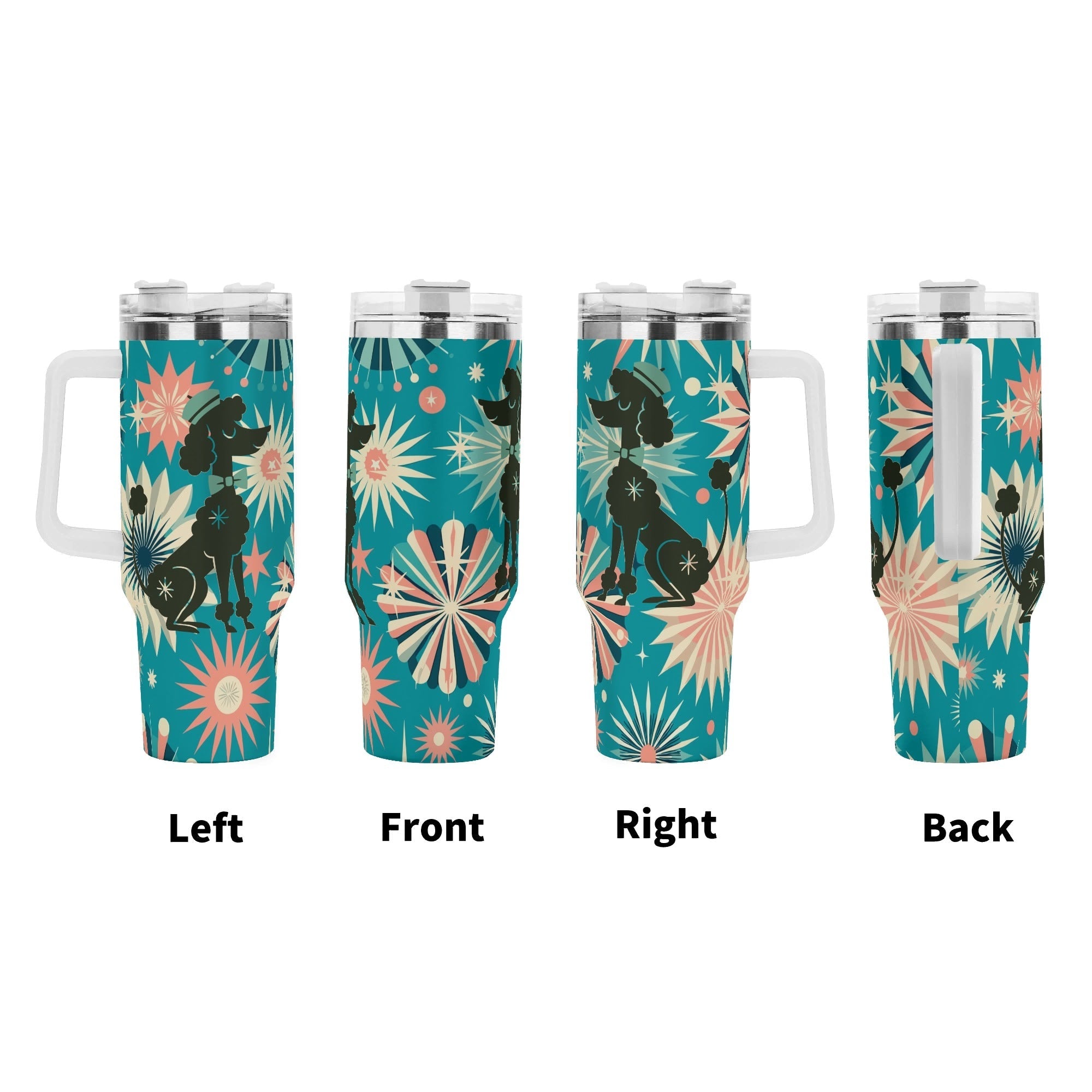 Kate McEnroe New York Retro Kitschy Atomic Starburst Poodle 40oz Teal TumblerTumblersN4MGXJXW-1