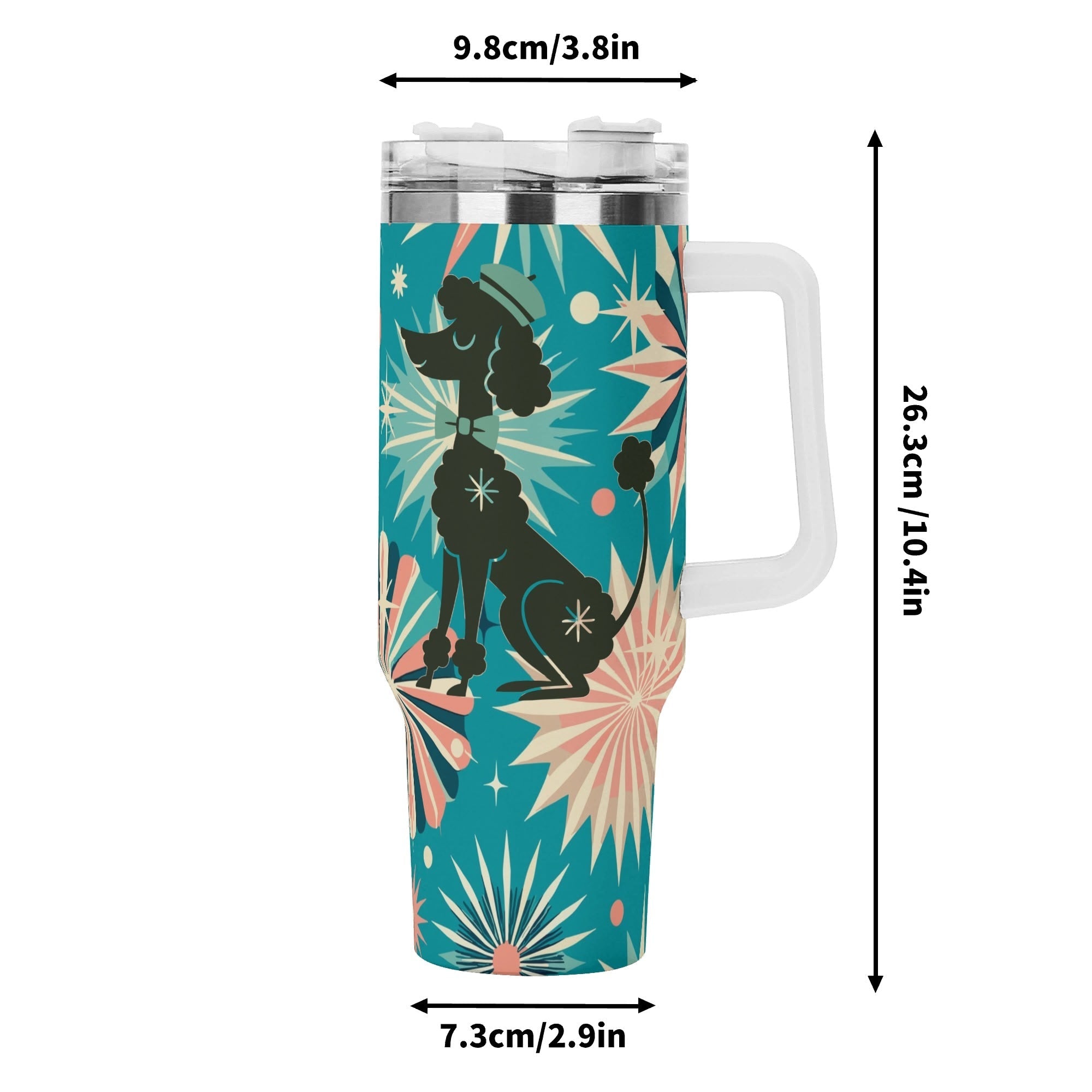 Kate McEnroe New York Retro Kitschy Atomic Starburst Poodle 40oz Teal TumblerTumblersN4MGXJXW-1